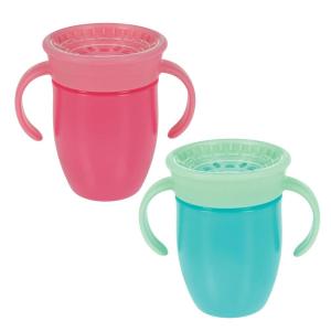 Nuby Wonder Cup – Spill-Proof Toddler Sippy Cups – (2 Pack) 5 oz – Sip from All Sides – Leak Resistant – Easy Grip Two-Handle Design – Pink/Aqua(Pink & Aqua)