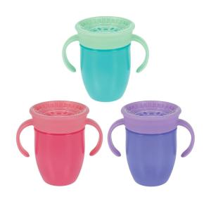 Nuby Wonder Cup – Spill-Proof Toddler Sippy Cups – (2 Pack) 5 oz – Sip from All Sides – Leak Resistant – Easy Grip Two-Handle Design – Pink/Aqua(Pink  Purple & Aqua)