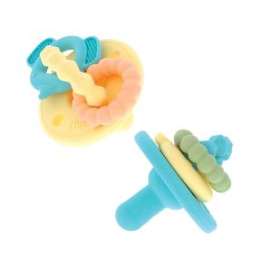 Nuby Charms Silicone Infant Pacifier and Teether – 2 Pack – 0+ Months – Yellow and Blue