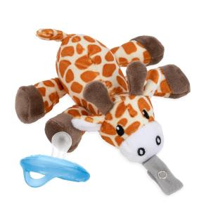 Nuby Soft Plush Pacifinder with Detachable Silicone Pacifier: 0-6 Months, Sloth, Natural Cherry Shape, Brown, one Size(Giraffe)