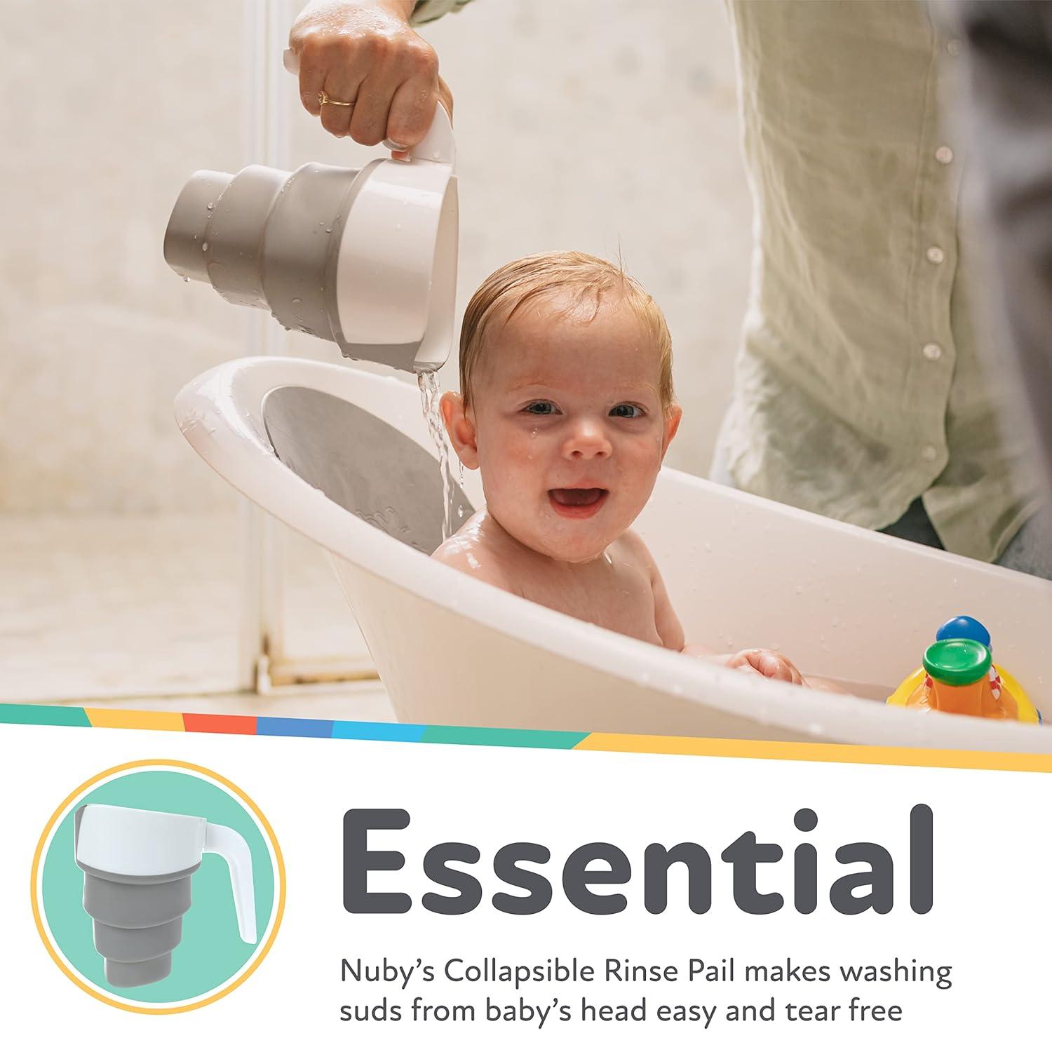 image:imageNuby Collapsible Rinse Pail for Baby Bath Time Collapsible Bucket with Easy Grip Handle to Rinse Baby Shampoo and Soap Baby EssentialsPack of 1