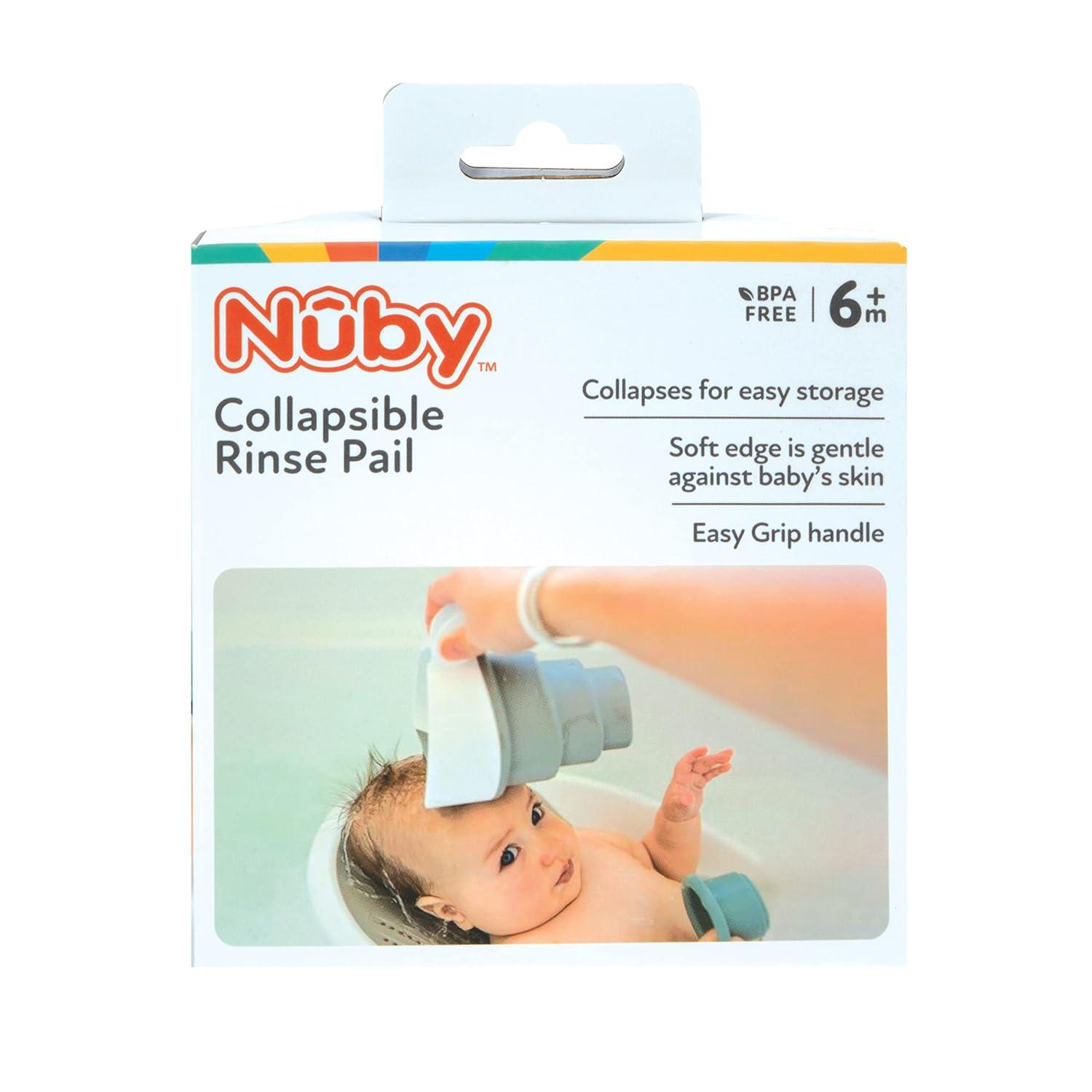 image:imageNuby Collapsible Rinse Pail for Baby Bath Time Collapsible Bucket with Easy Grip Handle to Rinse Baby Shampoo and Soap Baby EssentialsPack of 1
