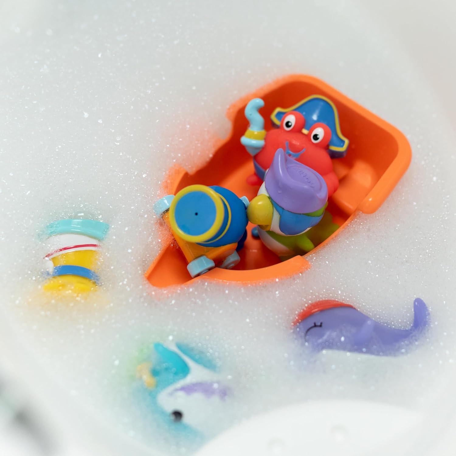 image:imageNuby Vehicle Bath Toys 5Pack Soft Stackable Toddler Bath Toys NoHole Design for Easy Cleaning 6 Months Bulldozer Excavator Dump Truck Ambulance and Fire TruckPirate Pals