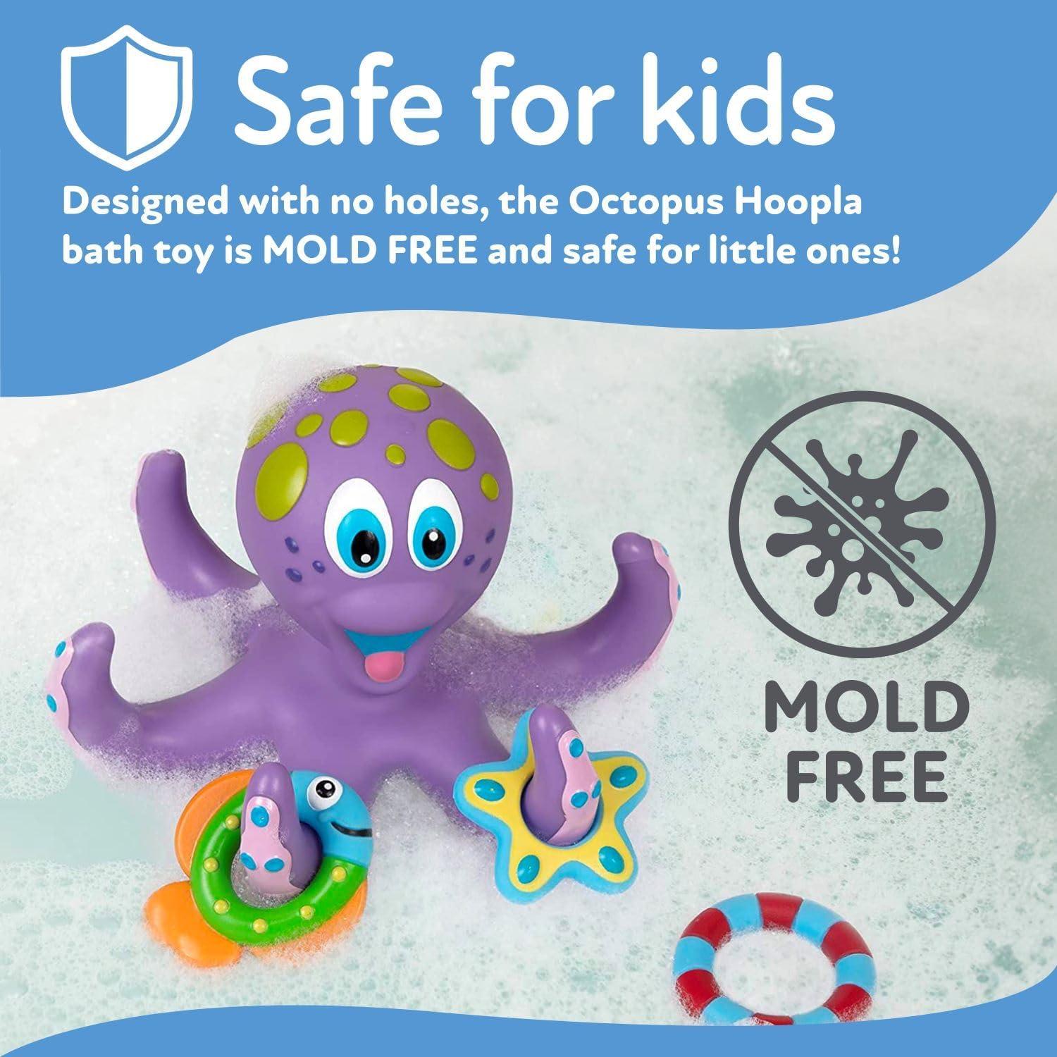 image:imageNuby Vehicle Bath Toys 5Pack Soft Stackable Toddler Bath Toys NoHole Design for Easy Cleaning 6 Months Bulldozer Excavator Dump Truck Ambulance and Fire TruckFloating Octopus with Hoopla Rings