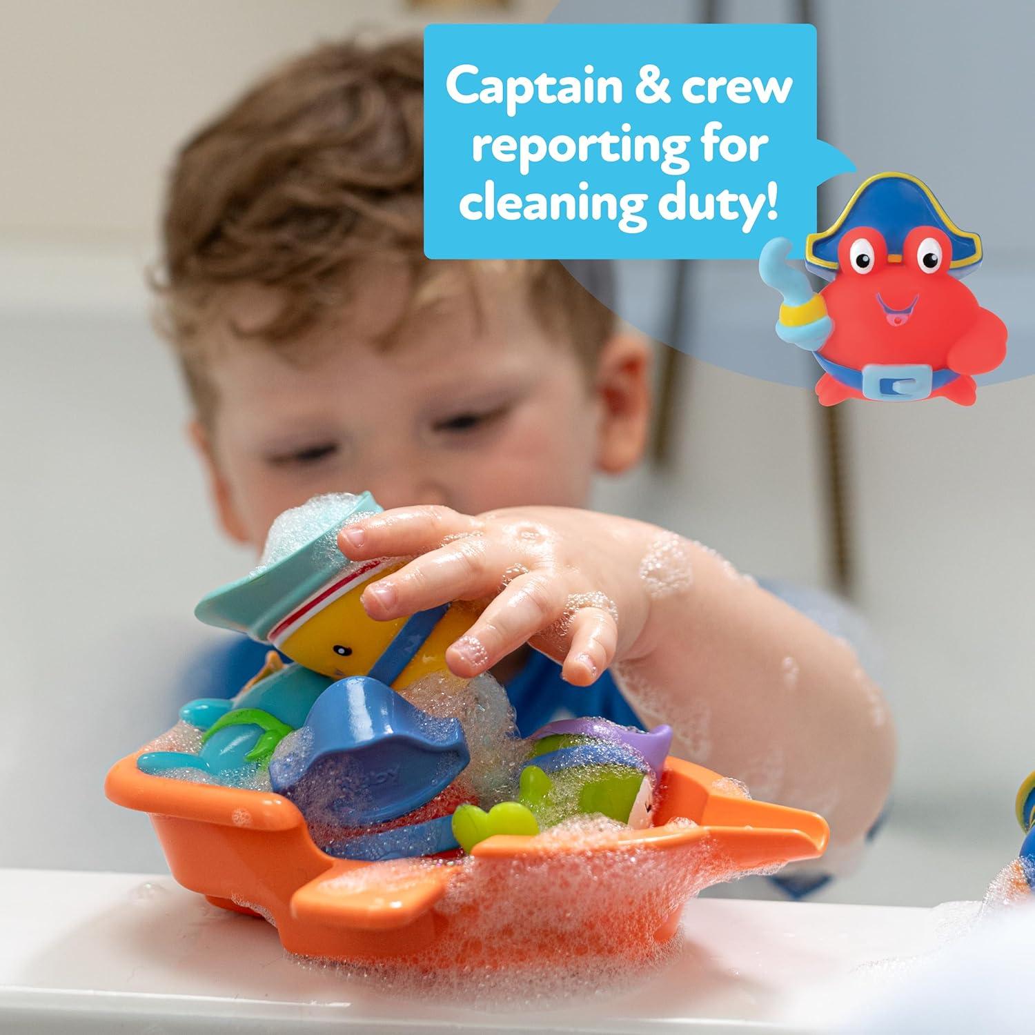 image:imageNuby Vehicle Bath Toys 5Pack Soft Stackable Toddler Bath Toys NoHole Design for Easy Cleaning 6 Months Bulldozer Excavator Dump Truck Ambulance and Fire TruckPirate Pals