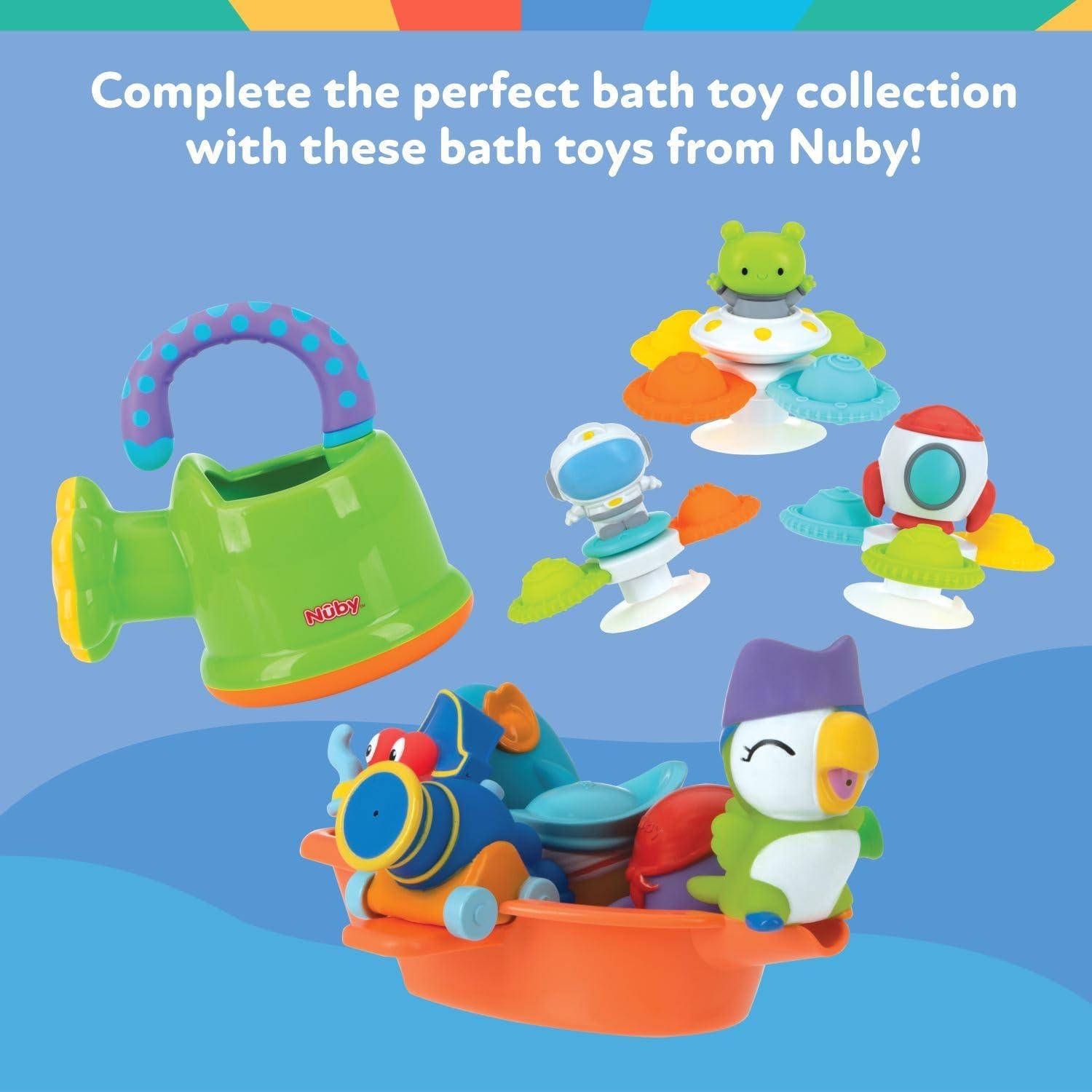 image:imageNuby Vehicle Bath Toys 5Pack Soft Stackable Toddler Bath Toys NoHole Design for Easy Cleaning 6 Months Bulldozer Excavator Dump Truck Ambulance and Fire TruckFloating Octopus with Hoopla Rings