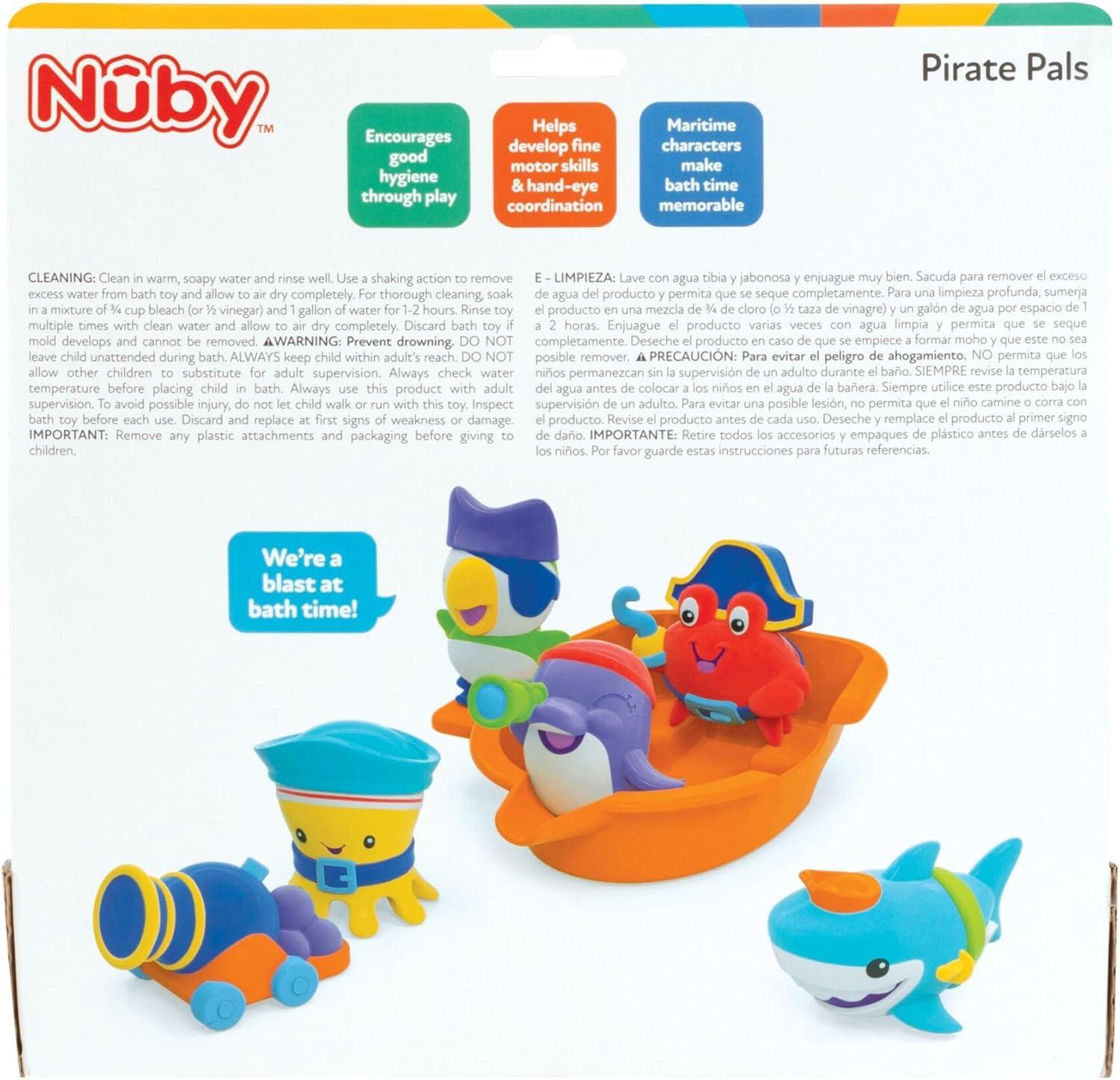 image:imageNuby Vehicle Bath Toys 5Pack Soft Stackable Toddler Bath Toys NoHole Design for Easy Cleaning 6 Months Bulldozer Excavator Dump Truck Ambulance and Fire TruckPirate Pals
