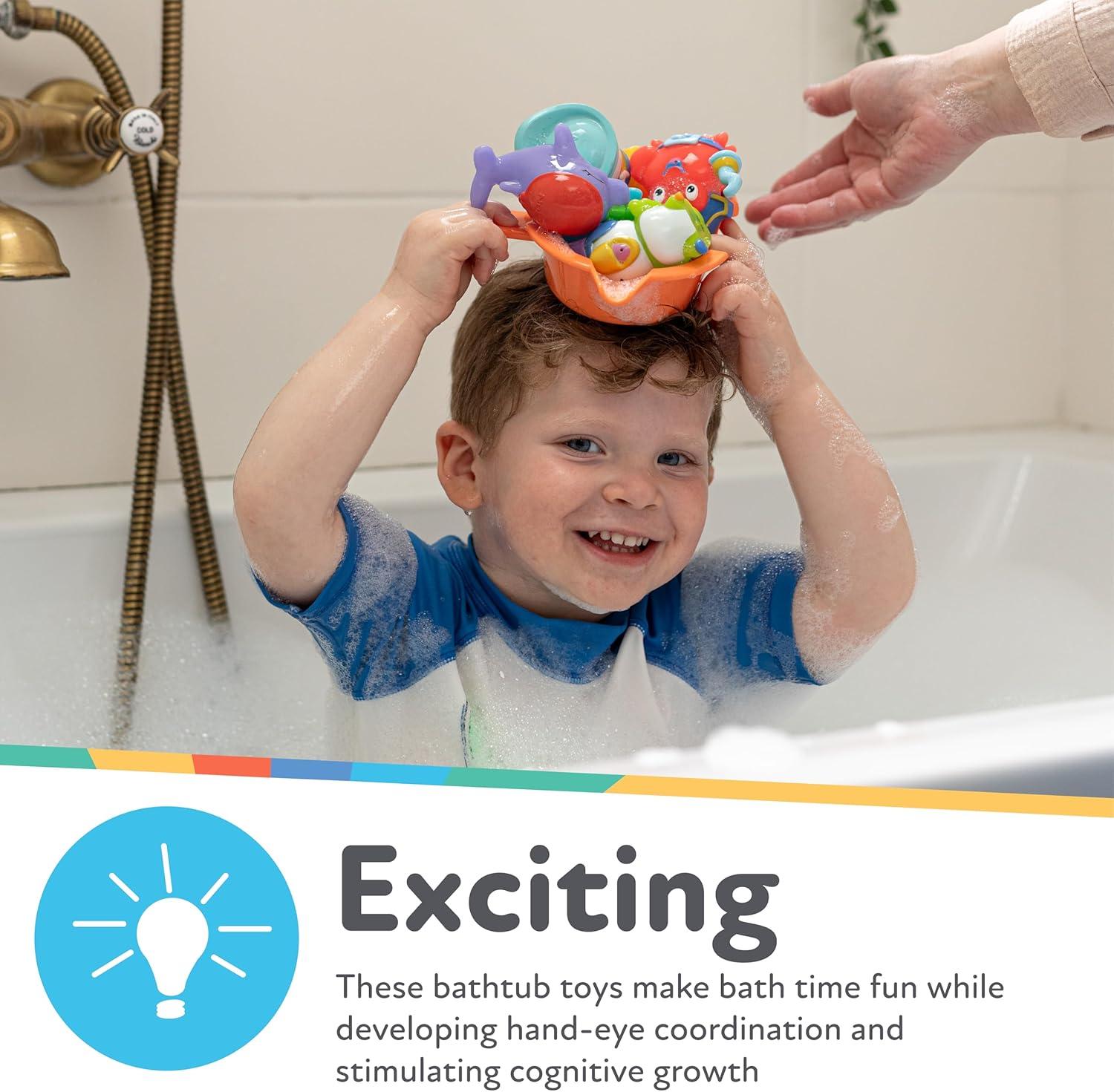 image:imageNuby Vehicle Bath Toys 5Pack Soft Stackable Toddler Bath Toys NoHole Design for Easy Cleaning 6 Months Bulldozer Excavator Dump Truck Ambulance and Fire TruckPirate Pals