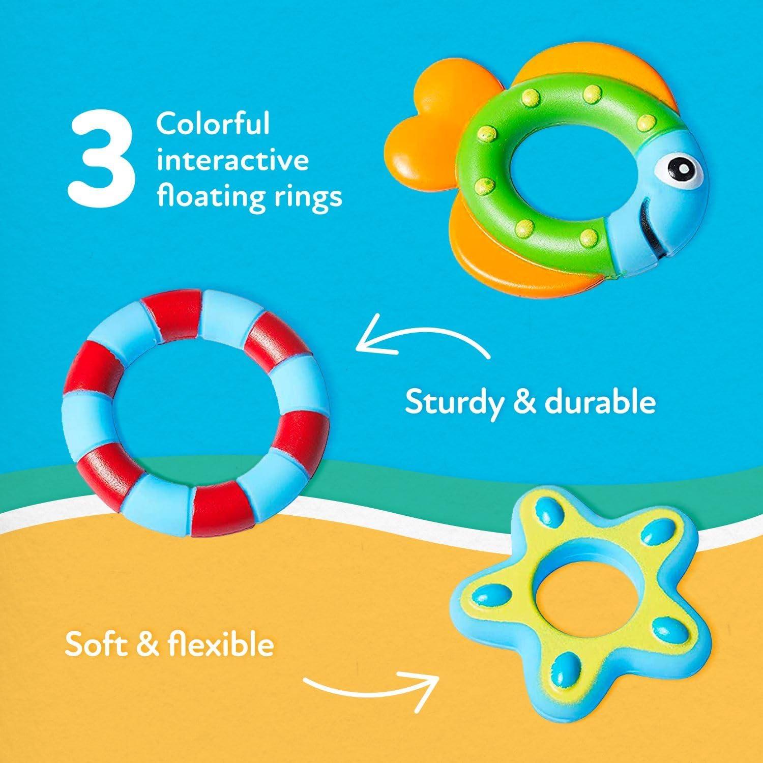 image:imageNuby Vehicle Bath Toys 5Pack Soft Stackable Toddler Bath Toys NoHole Design for Easy Cleaning 6 Months Bulldozer Excavator Dump Truck Ambulance and Fire TruckFloating Octopus with Hoopla Rings