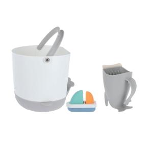 Nuby Bath Essentials Set – Whale Tub Toy Caddy with Non-Slip Tray, Gentle Rinse Pail for Tear-Free Baths & Stackable Boat Toy for Play, Storage & Easy Bath Time Organization(Bath Essentials Set)