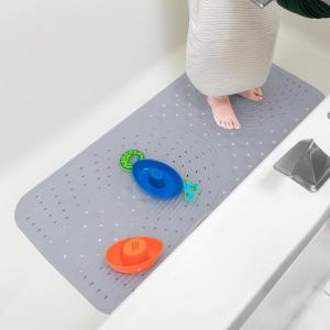 Nuby Cushioned Bath Mat for Babies and Toddlers – Non-Slip Shower and Bathtub Mat with Suction Cups – White(Gray)