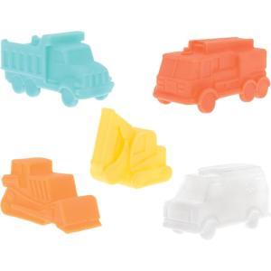 Nuby Vehicle Bath Toys – 5-Pack – Soft, Stackable Toddler Bath Toys – No-Hole Design for Easy Cleaning – 6+ Months – Bulldozer, Excavator, Dump Truck, Ambulance, and Fire Truck(Trucks & Bulldozers)