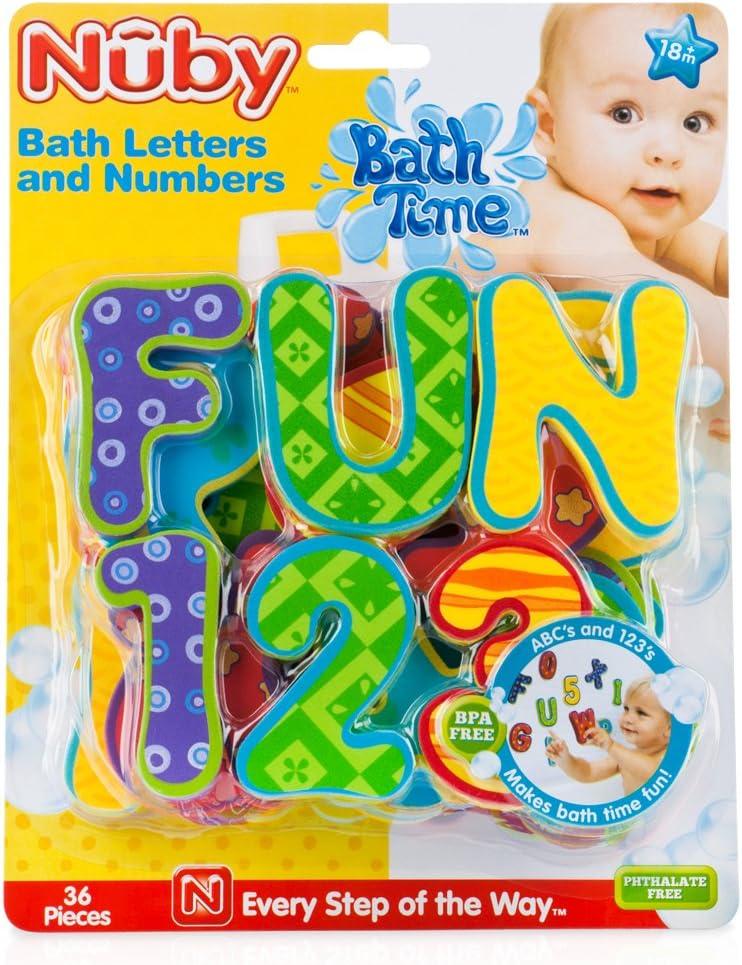 image:imageNuby Mesh Toy Caddy Bath Toy Storage Organizer with Detachable Suction Hanger Handle for Easy Scooping Durable QuickDry MeshWacky Color Alphabet Numbers Set
