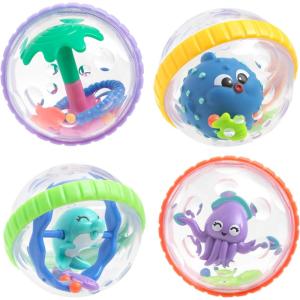 Nuby Mesh Toy Caddy – Bath Toy Storage Organizer with Detachable Suction Hanger – Handle for Easy Scooping – Durable, Quick-Dry Mesh(Bubbly Buds)