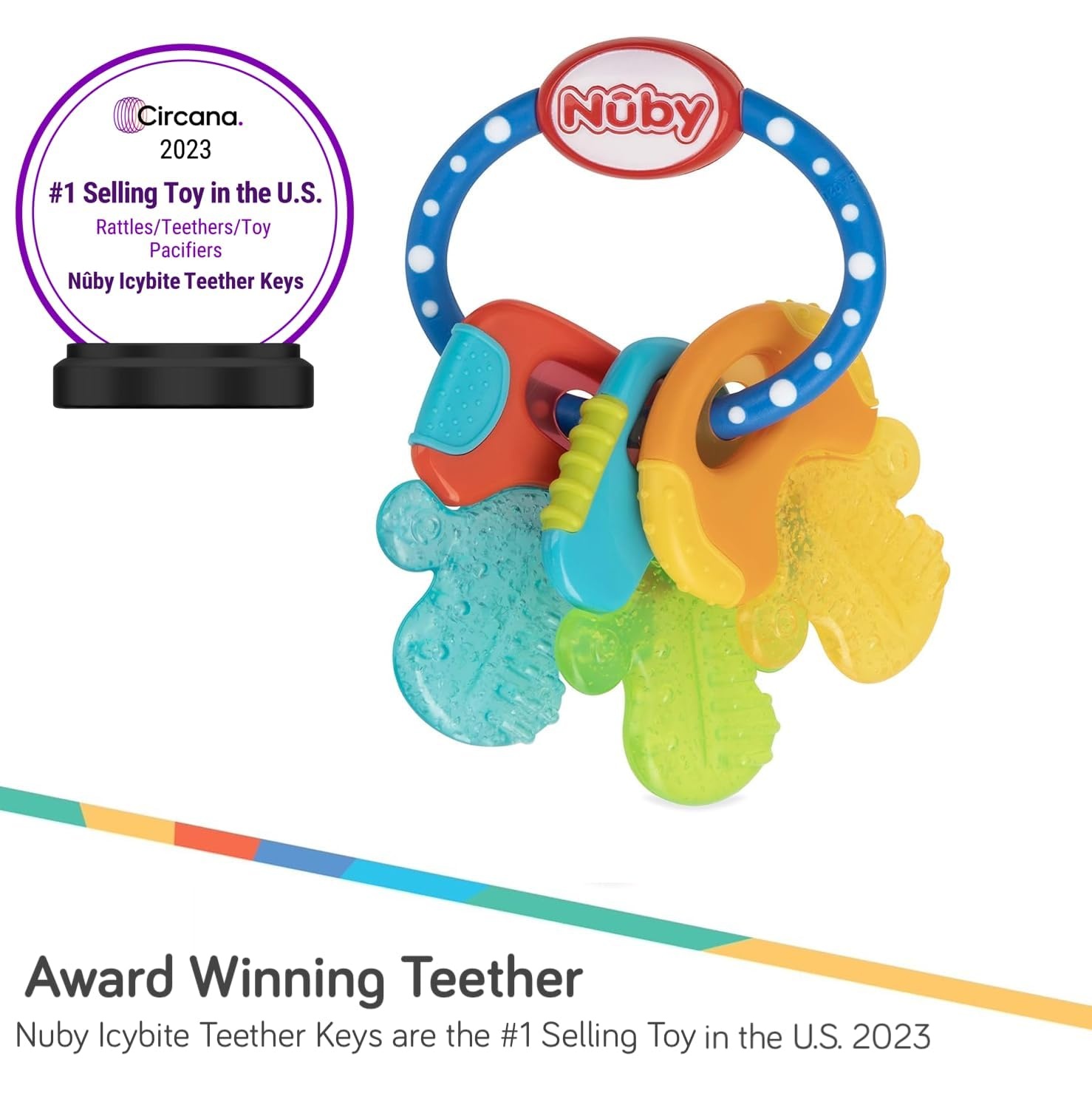 image:imageNuby Ice Gel Teether Keys Silicone Soothing Baby Teether Toys for Infants Gentle for Sore Gums Colorful and Fun Toys Safe and Durable Infant Baby Teething Toy PinkBlue