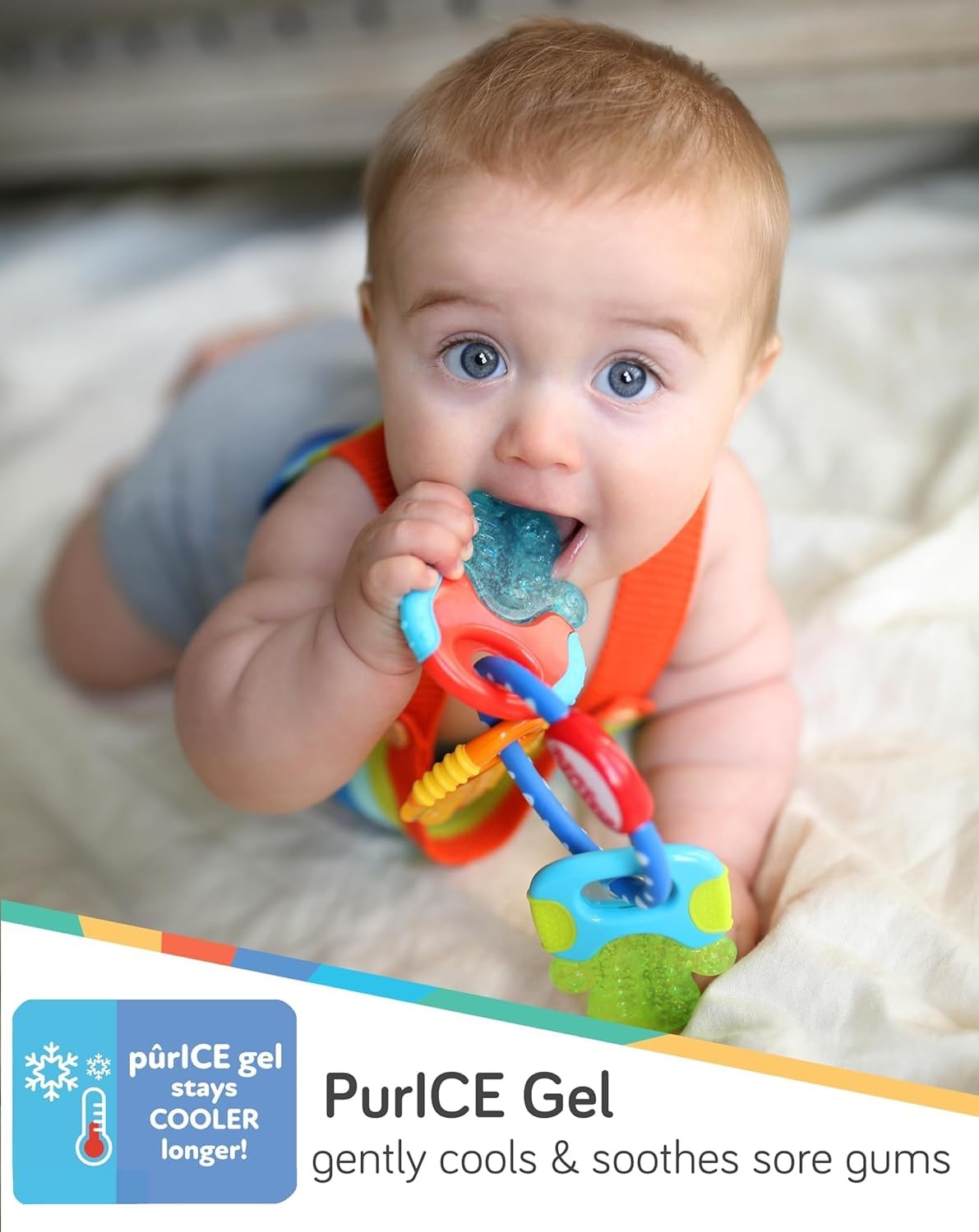 image:imageNuby Ice Gel Teether Keys Silicone Soothing Baby Teether Toys for Infants Gentle for Sore Gums Colorful and Fun Toys Safe and Durable Infant Baby Teething Toy PinkBlue