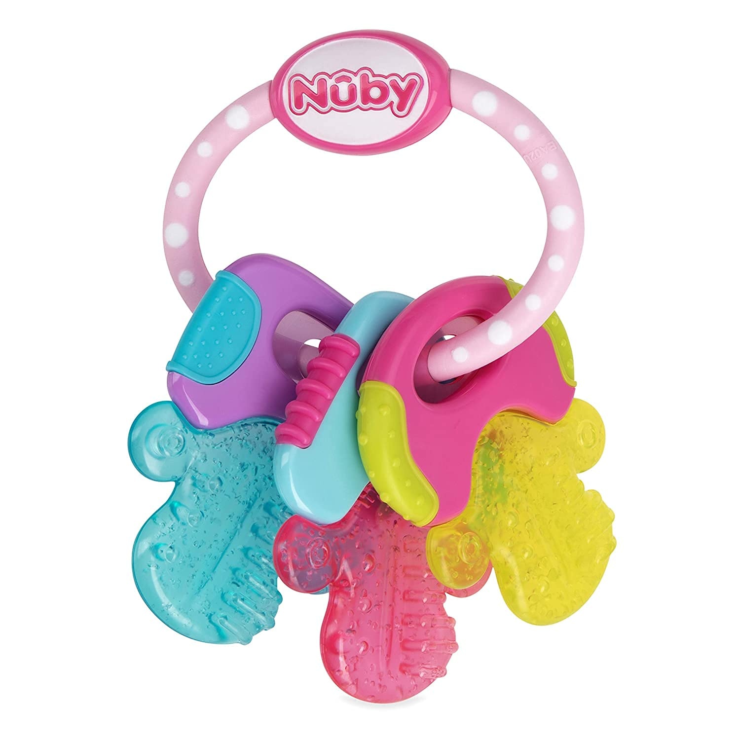 image:imageNuby Ice Gel Teether Keys Silicone Soothing Baby Teether Toys for Infants Gentle for Sore Gums Colorful and Fun Toys Safe and Durable Infant Baby Teething Toy PinkPink
