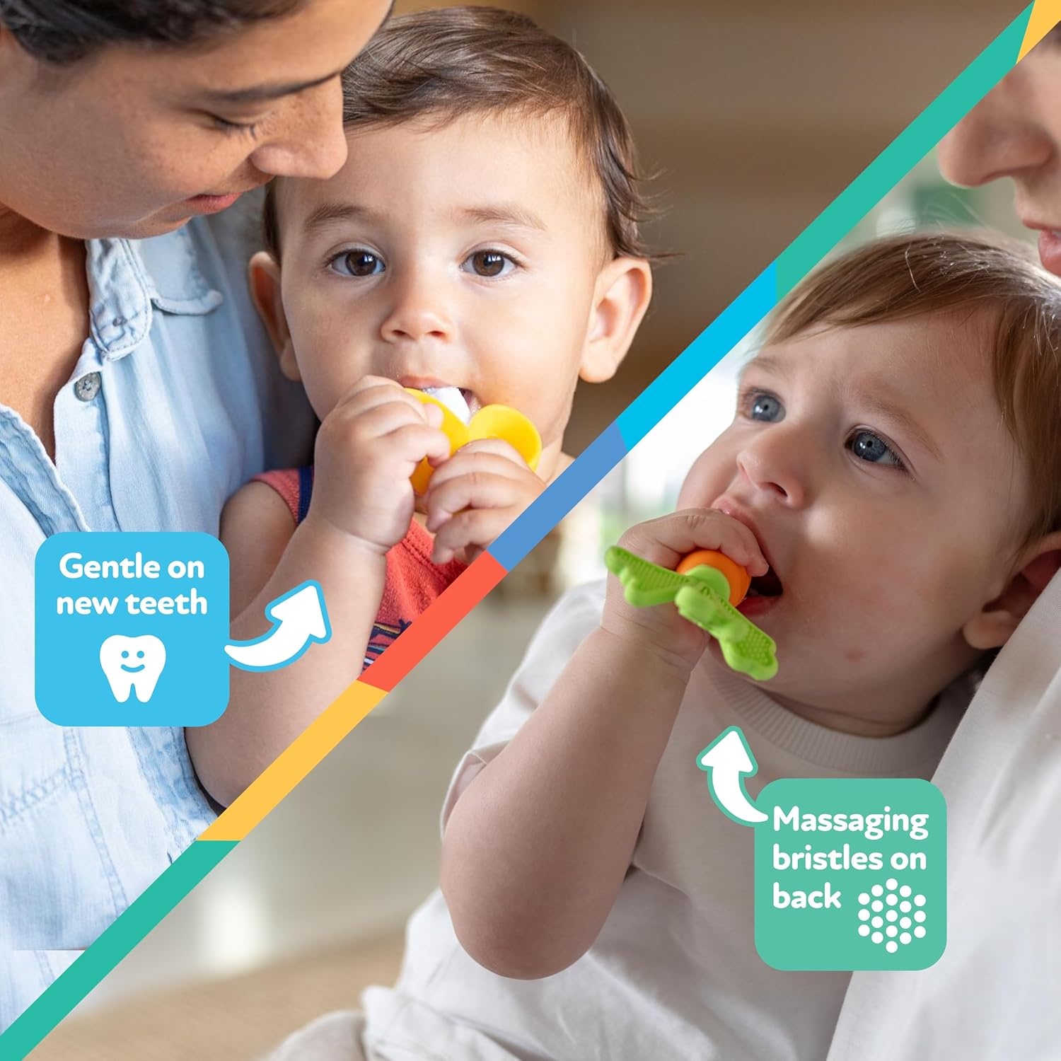 image:imageNuby NanaNubs Banana Massaging Toothbrush and Carrot Teether 2 Pack Baby Teething Toys for 3 MonthsNanaNubs Carrot Massaging Teether