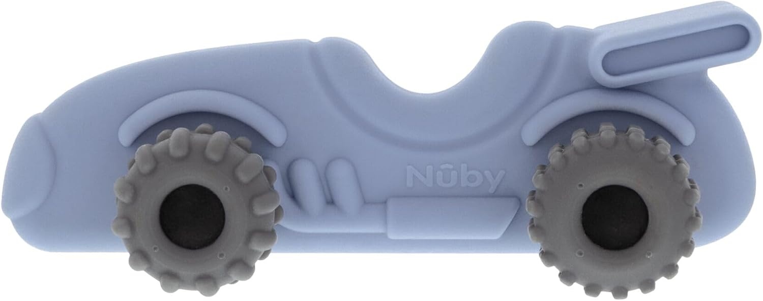 image:imageNuby Silicone Teether Toy for Babies Textured Teething Yellow Bug Car with Moving Wheels Soothes Sore Gums Encourages Tactile Development and HandEye Coordination Ages 6 MonthsBlue Racecar