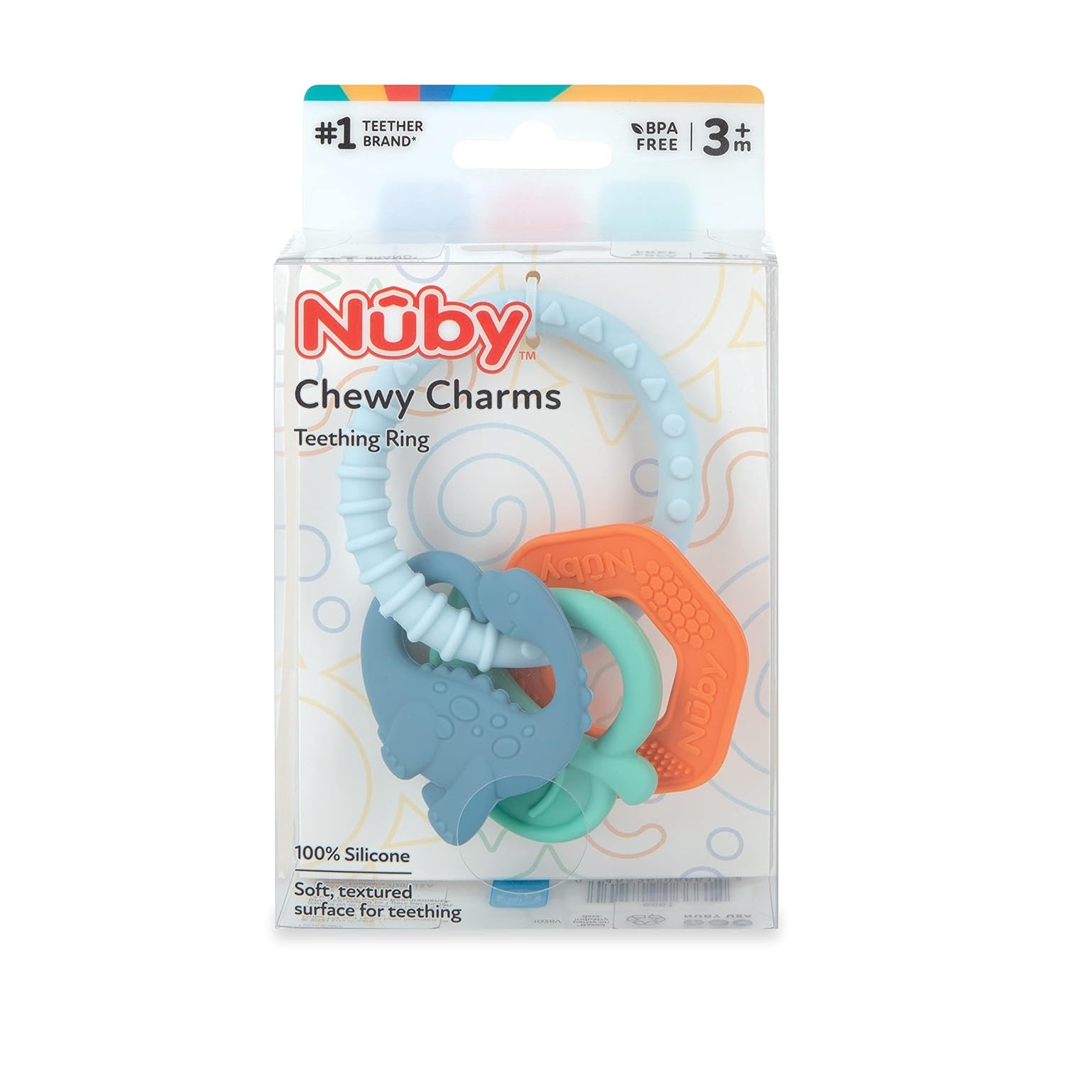 image:imageNuby Chewy Charms Teething Ring Soft Baby Teething Toy 3 Months Dino