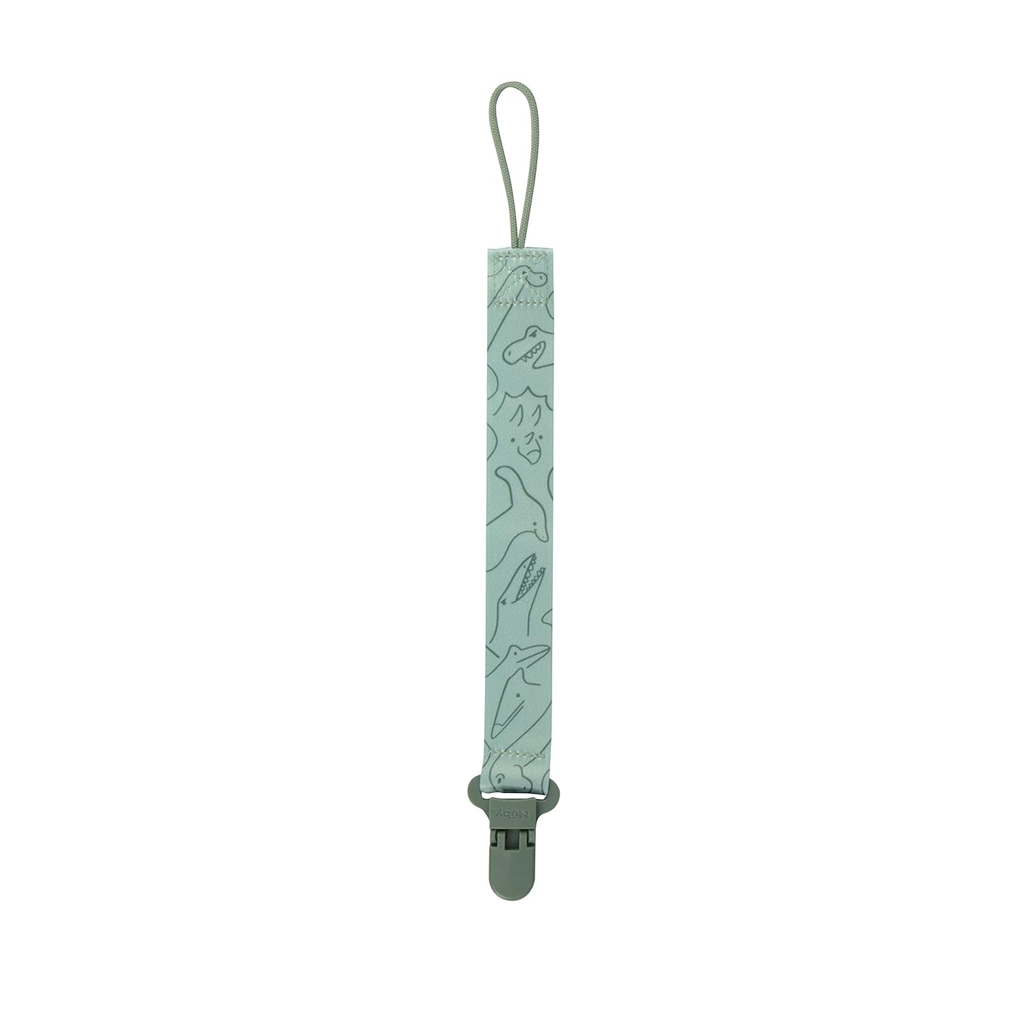 image:imageNuby Pacifinder Baby Pacifier Clip 2Pack Pacifier Holder with Convenient Hook Loop Gray Strokes and Aqua Abstract BoysBlue Dots and Green Dino