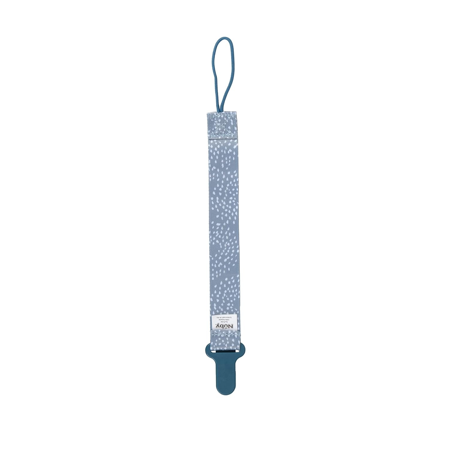 image:imageNuby Pacifinder Baby Pacifier Clip 2Pack Pacifier Holder with Convenient Hook Loop Gray Strokes and Aqua Abstract BoysBlue Dots and Green Dino