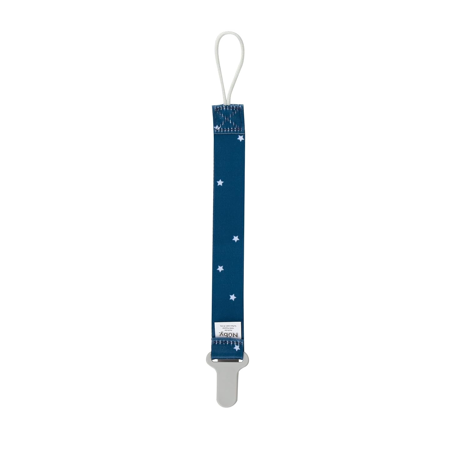 image:imageNuby Pacifinder Baby Pacifier Clip 2Pack Pacifier Holder with Convenient Hook Loop Gray Strokes and Aqua Abstract BoysGray Plaid and Blue Stars
