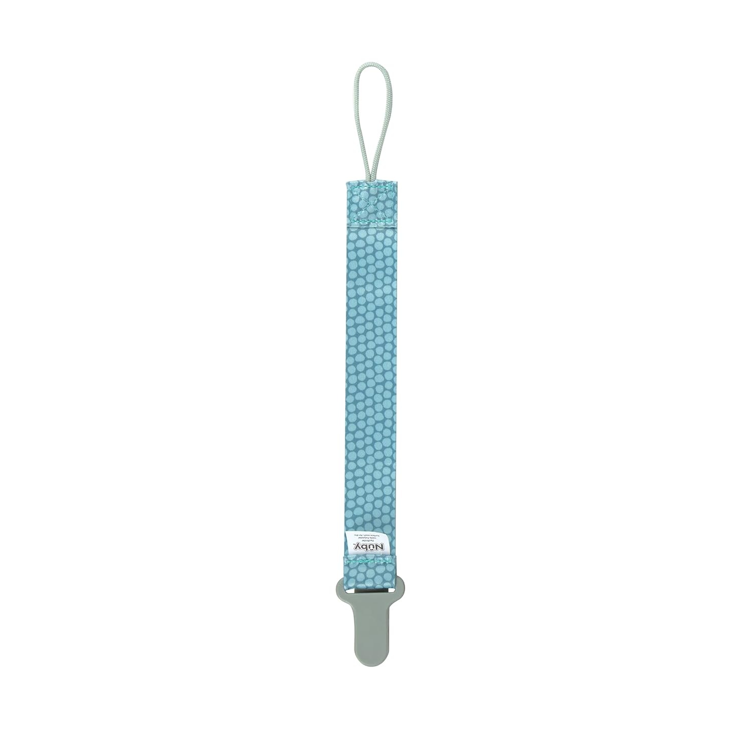 image:imageNuby Pacifinder Baby Pacifier Clip 2Pack Pacifier Holder with Convenient Hook Loop Gray Strokes and Aqua Abstract BoysGreen Dots and Gray Arrows