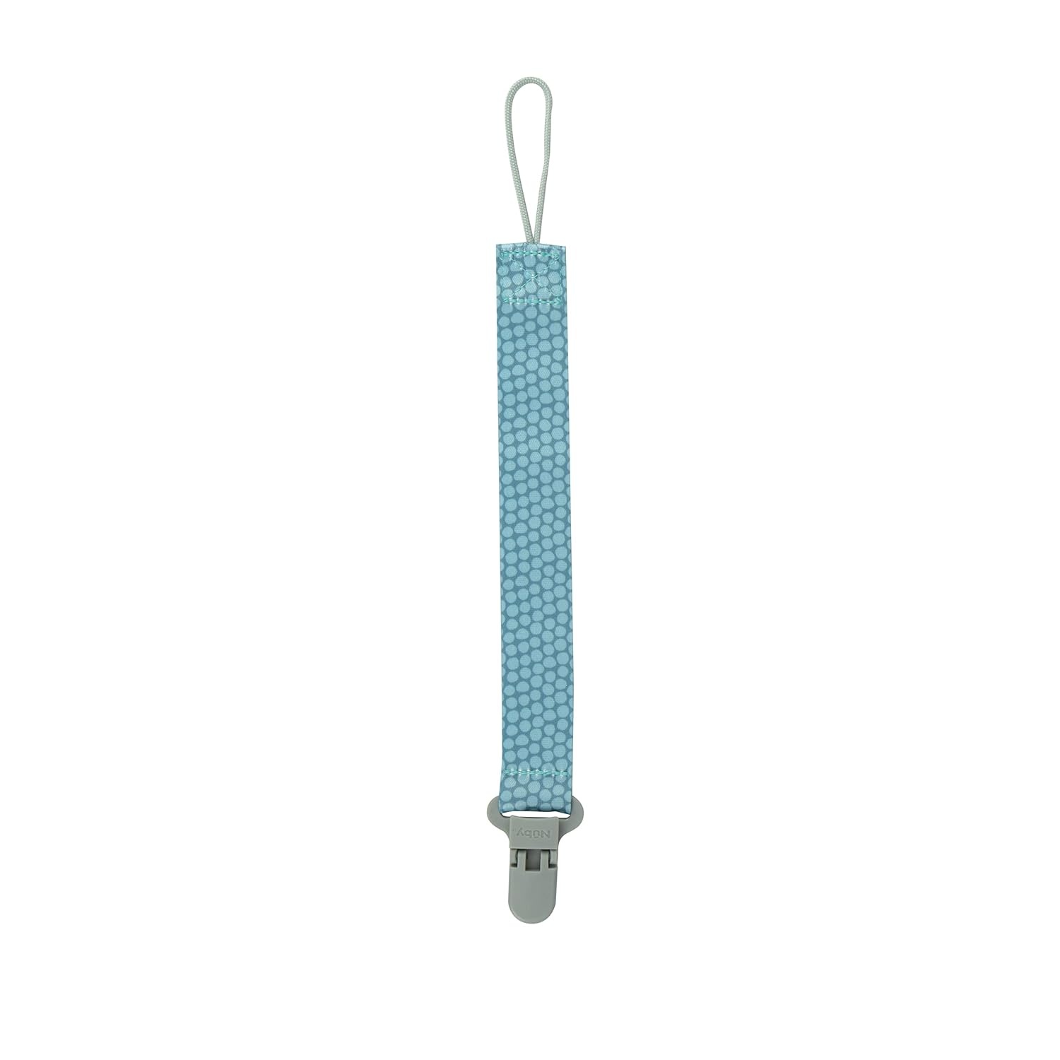 image:imageNuby Pacifinder Baby Pacifier Clip 2Pack Pacifier Holder with Convenient Hook Loop Gray Strokes and Aqua Abstract BoysGreen Dots and Gray Arrows