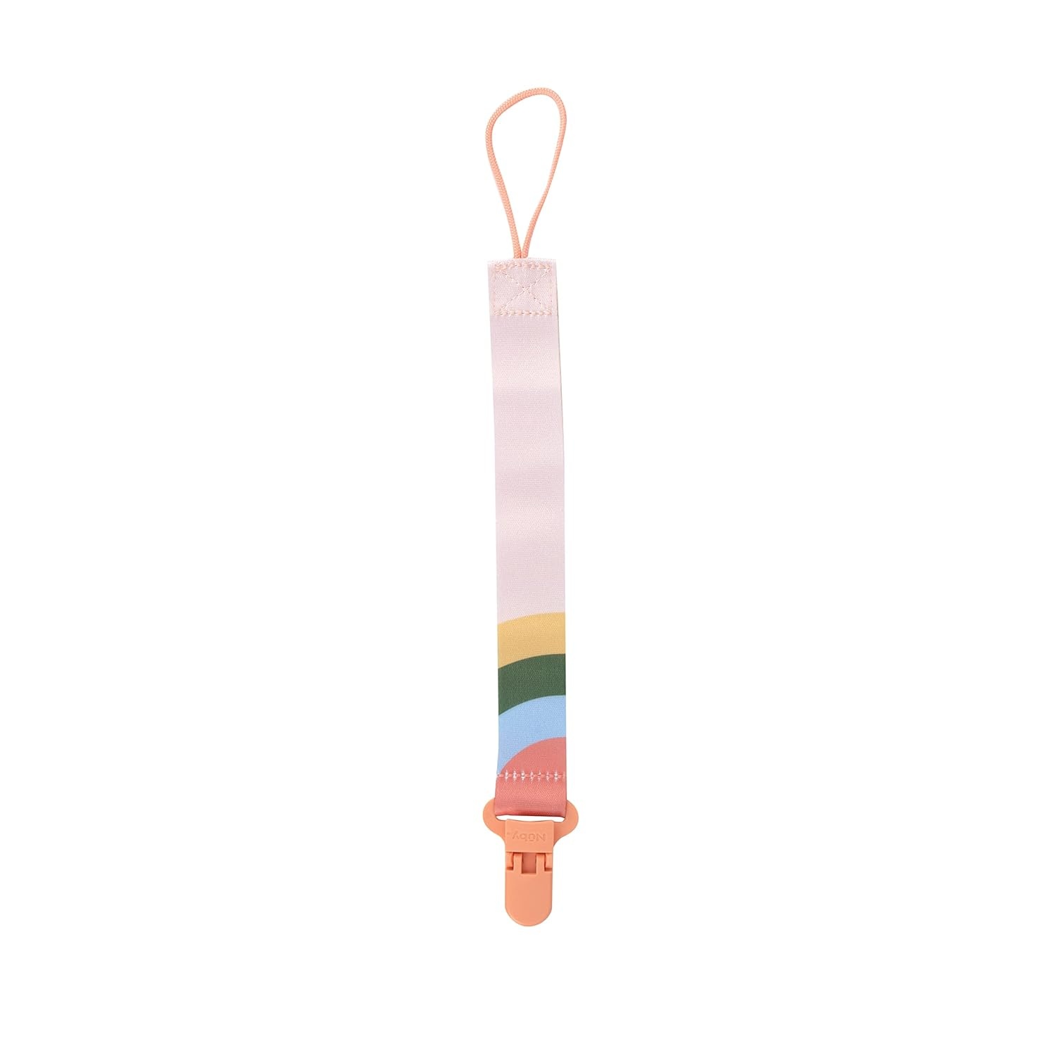 image:imageNuby Pacifinder Baby Pacifier Clip 2Pack Pacifier Holder with Convenient Hook Loop Gray Strokes and Aqua Abstract BoysPeach With Stripes and Peach With Hearts
