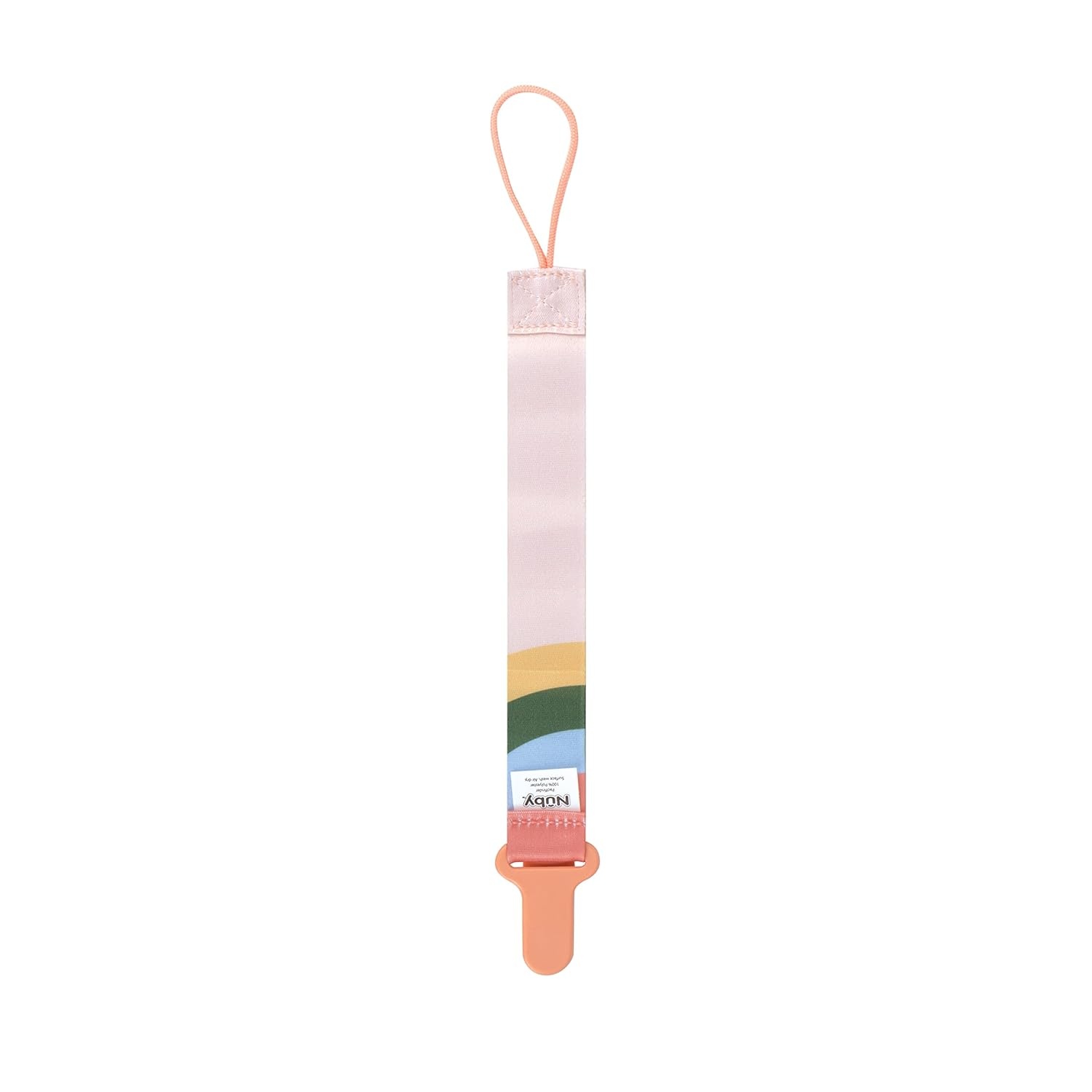 image:imageNuby Pacifinder Baby Pacifier Clip 2Pack Pacifier Holder with Convenient Hook Loop Gray Strokes and Aqua Abstract BoysPeach With Stripes and Peach With Hearts