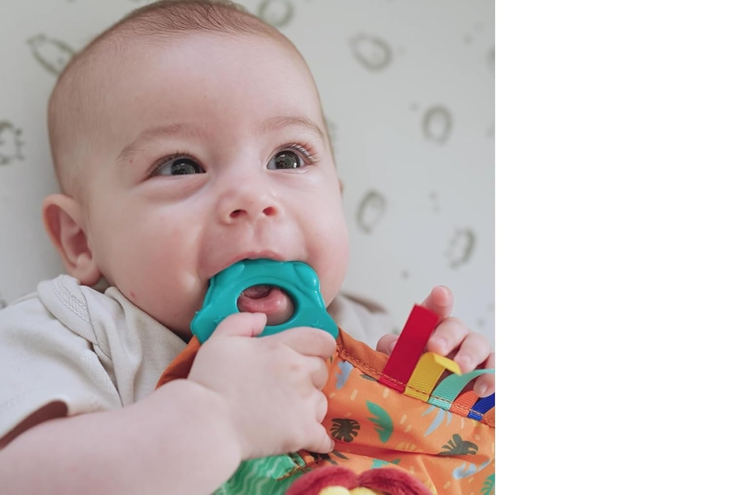 image:imageNuby Plush Teething Blankie Lion Soft Teething Toy with Multiple GumMassaging Surfaces Crinkle and Squeak Sensory Teether for Babies