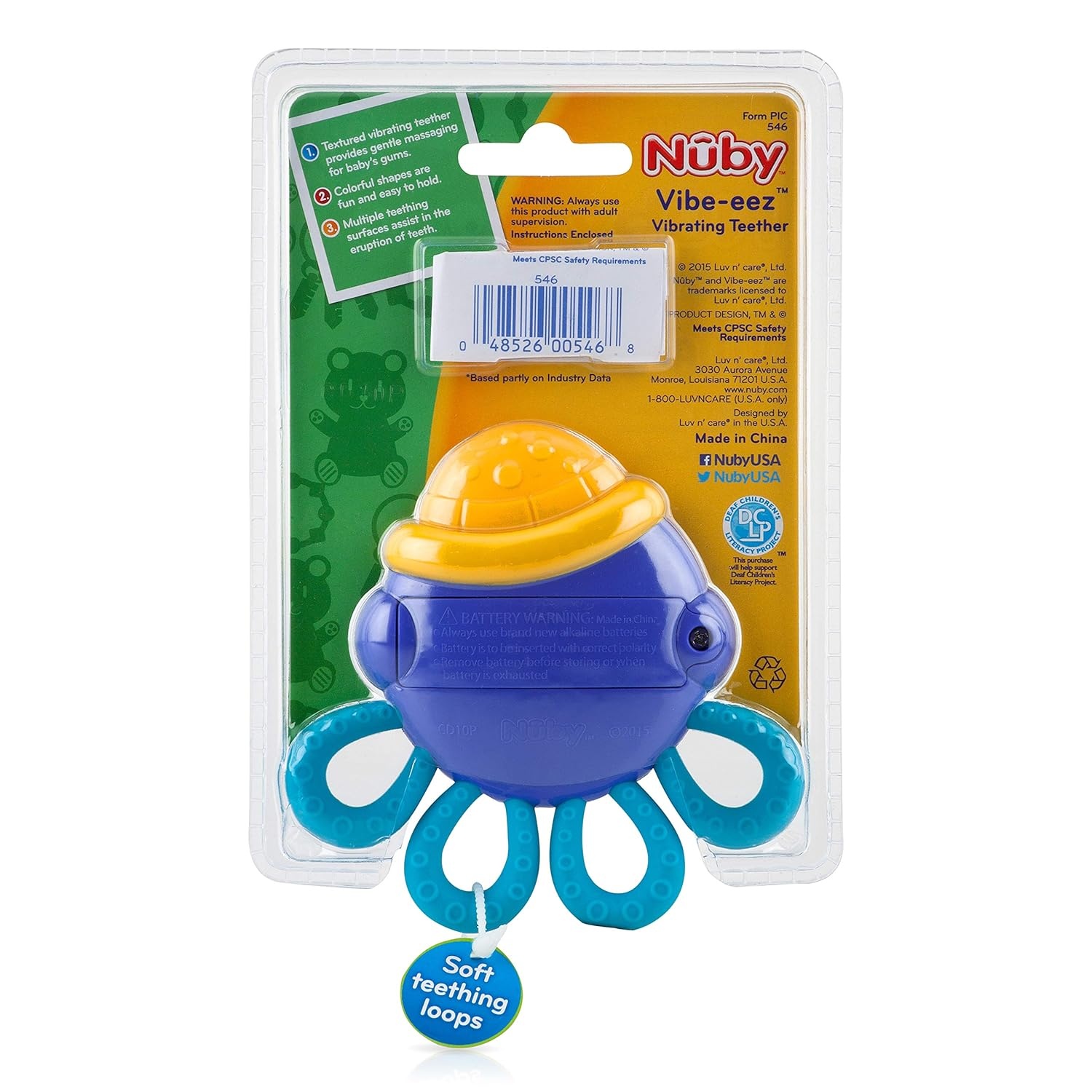 image:imageNuby VibeEEZ Vibrating Teether Battery Powered Textured Surface and Easy to Grasp Toy for Baby Teething Relief 3 Months OctopusOctopus