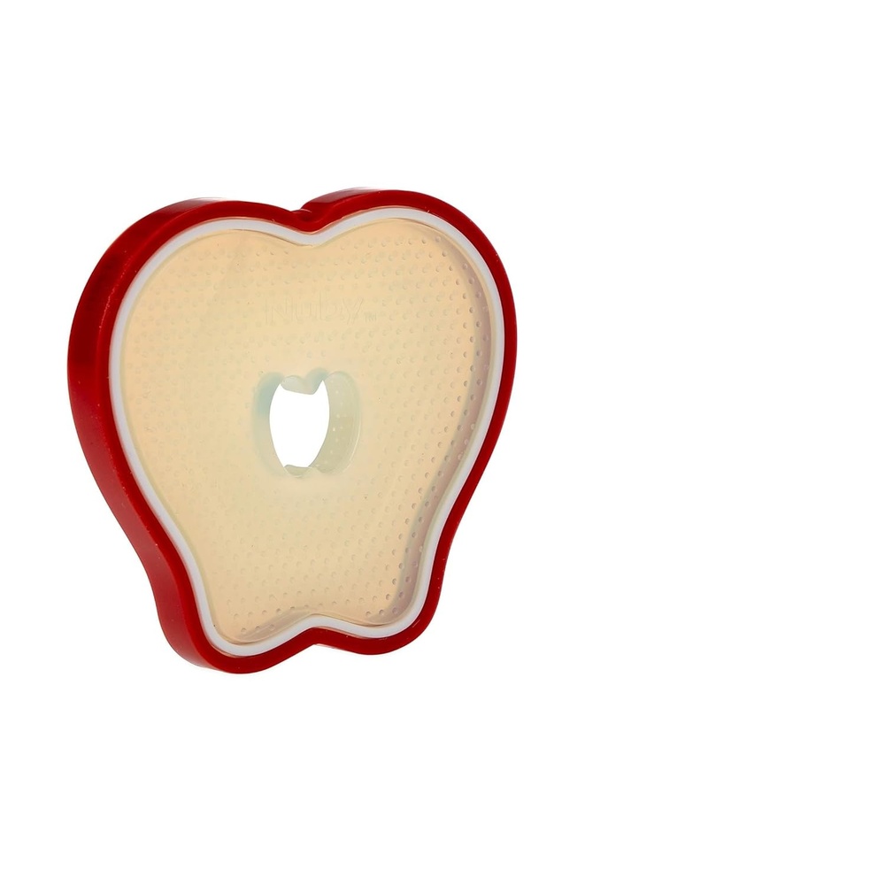 image:imageNuby 100 Silicone Baby Teether  AppleShaped Teething Toy  Soft Textured Gum Massager  EasyGrip Infant Teether Toy  3 MonthsRed Apple