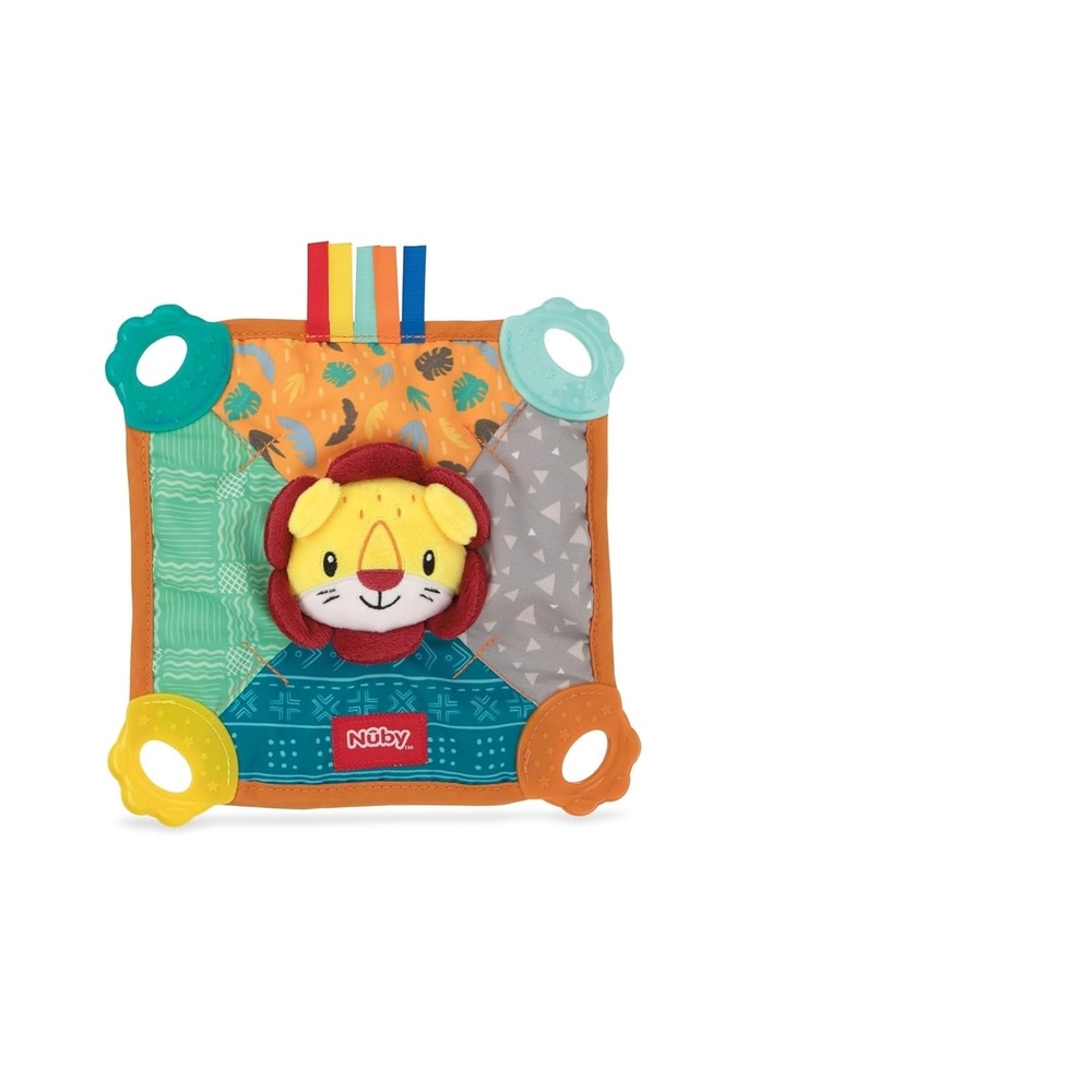 image:imageNuby Plush Teething Blankie Lion  Soft Teething Toy with Multiple GumMassaging Surfaces  Crinkle and Squeak Sensory Teether for Babies