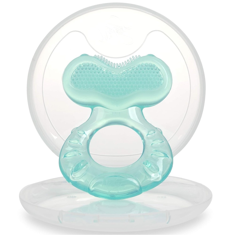 image:imageNuby Silicone TeetheEEZ Teether with Bristles Includes Hygienic Case BlueAqua