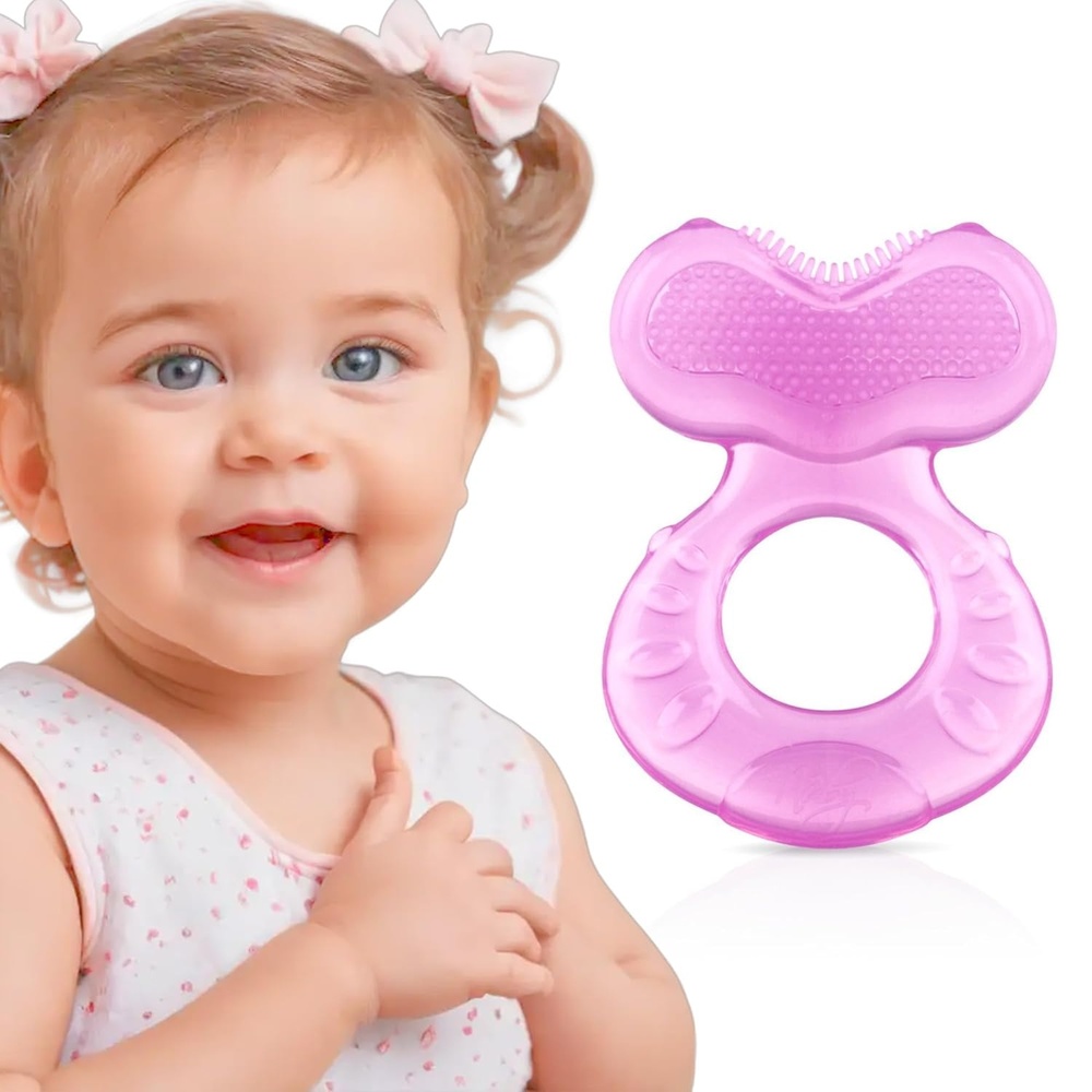 image:imageNuby Silicone TeetheEEZ Teether with Bristles Includes Hygienic Case BluePink