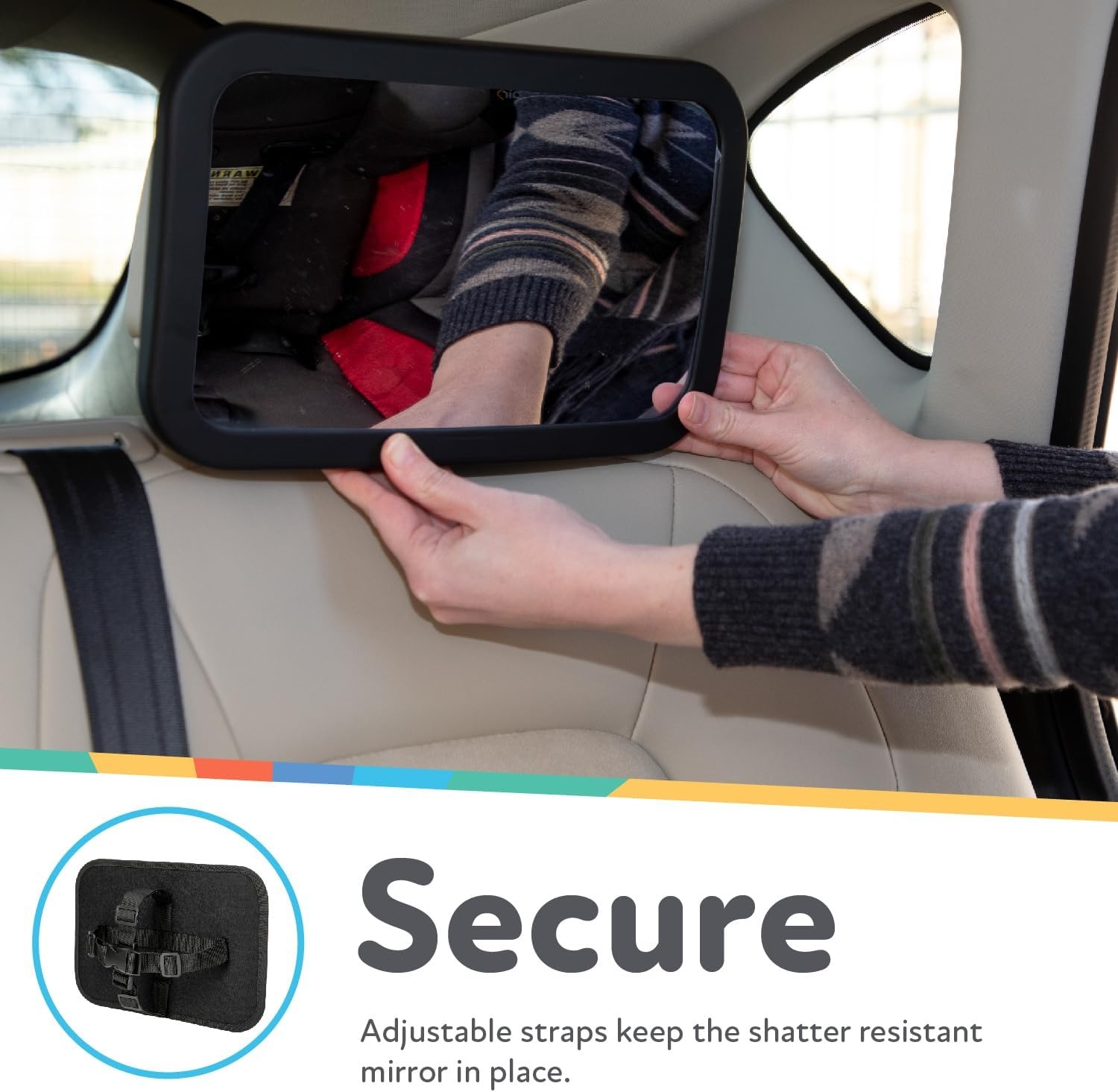 image:imageNuby Adjustable Backseat Baby Mirror with Swivel Base for Easy Viewing Quick Install Shatter Resistant Black12 inches W x 4 inches L x 9 inches H