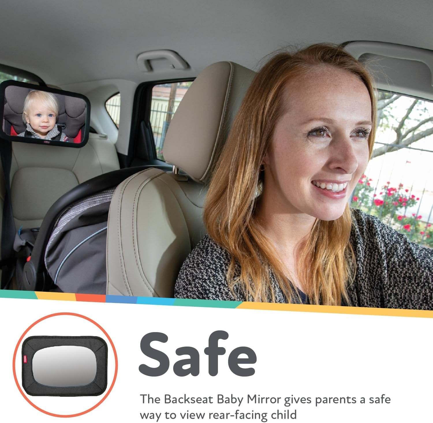 image:imageNuby Adjustable Backseat Baby Mirror with Swivel Base for Easy Viewing Quick Install Shatter Resistant Black12 inches W x 4 inches L x 9 inches H