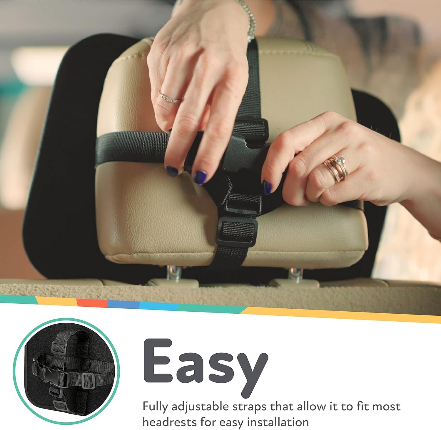 image:imageNuby Backseat Baby Mirror with Fully Adjustable Straps Shatter Resistant Installs in Seconds Blackblack