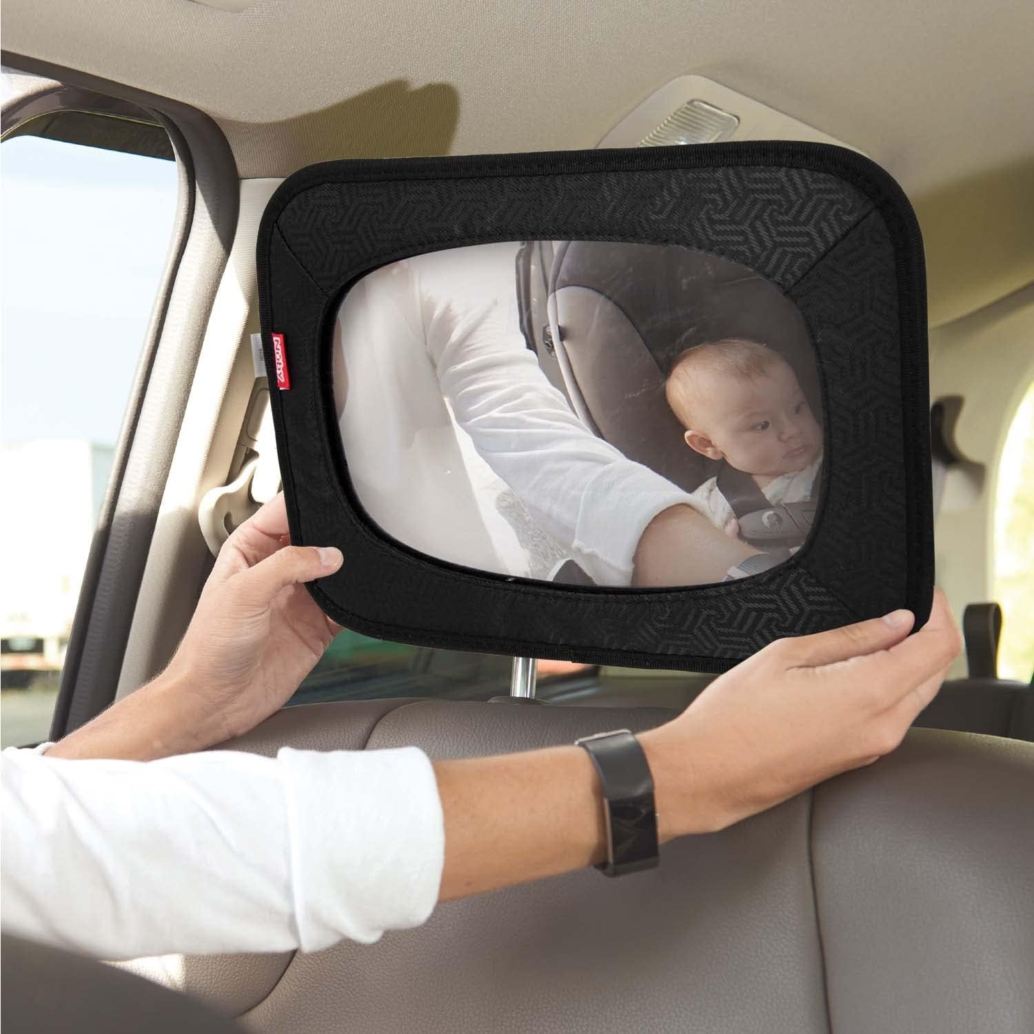 image:imageNuby Backseat Baby Mirror with Fully Adjustable Straps Shatter Resistant Installs in Seconds Blackblack