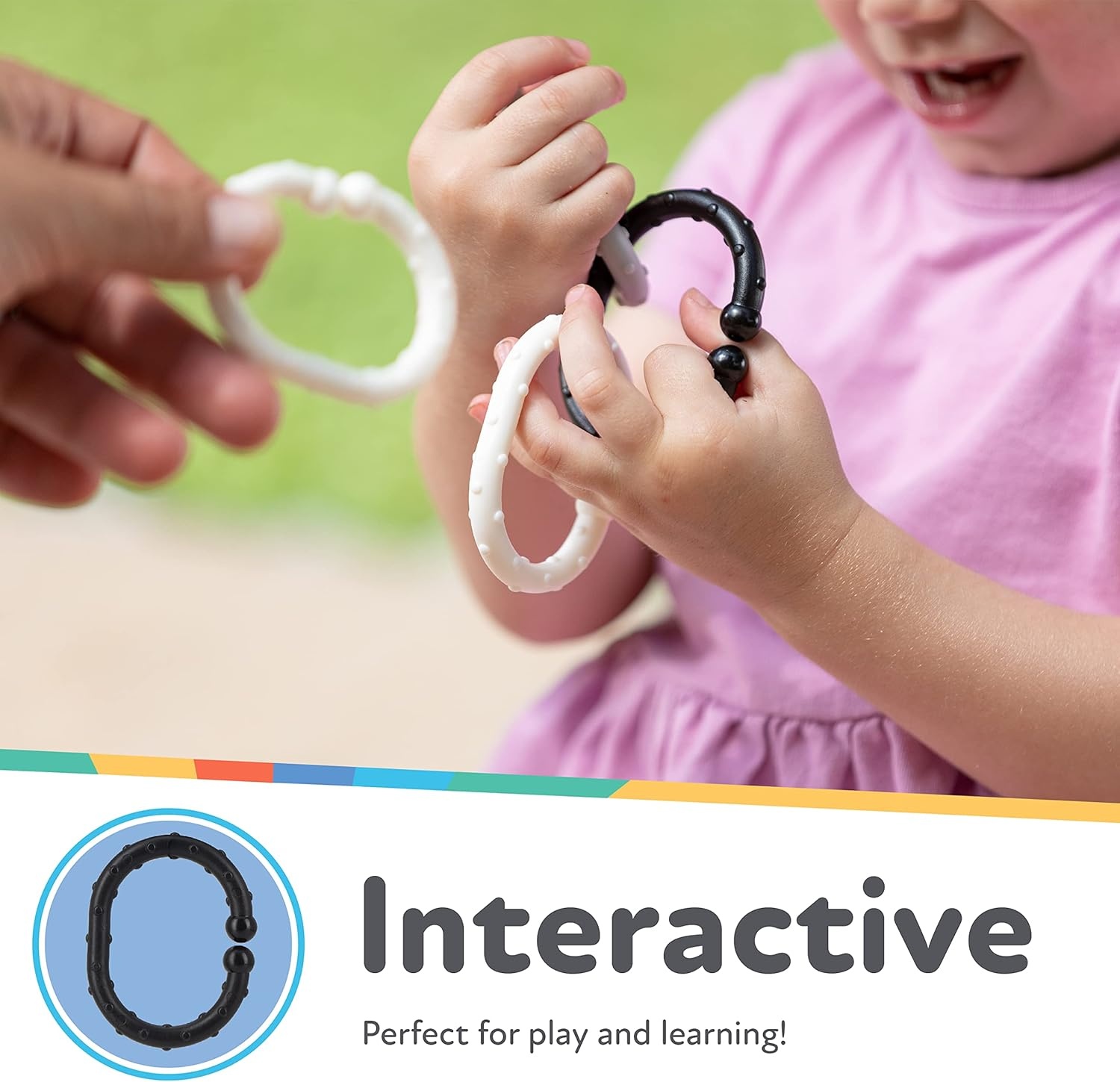 image:imageNuby Linkables Attachable Links for Strollers Car Seats and Travel Black Grey and WhiteBlack White Grey