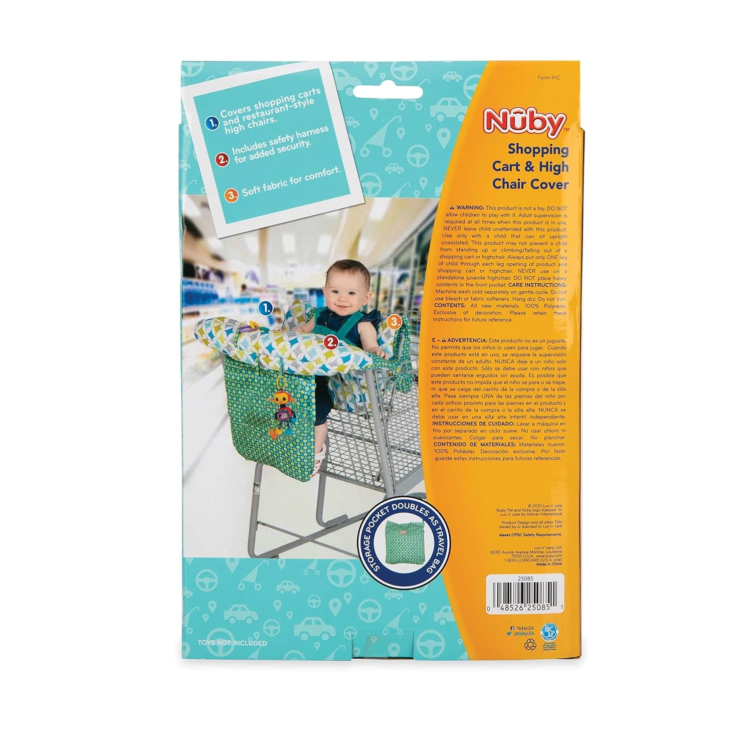 image:imageNuby Shopping and High Chair Soft Fabric Cover MultiUse Installs in Seconds Diamond Print