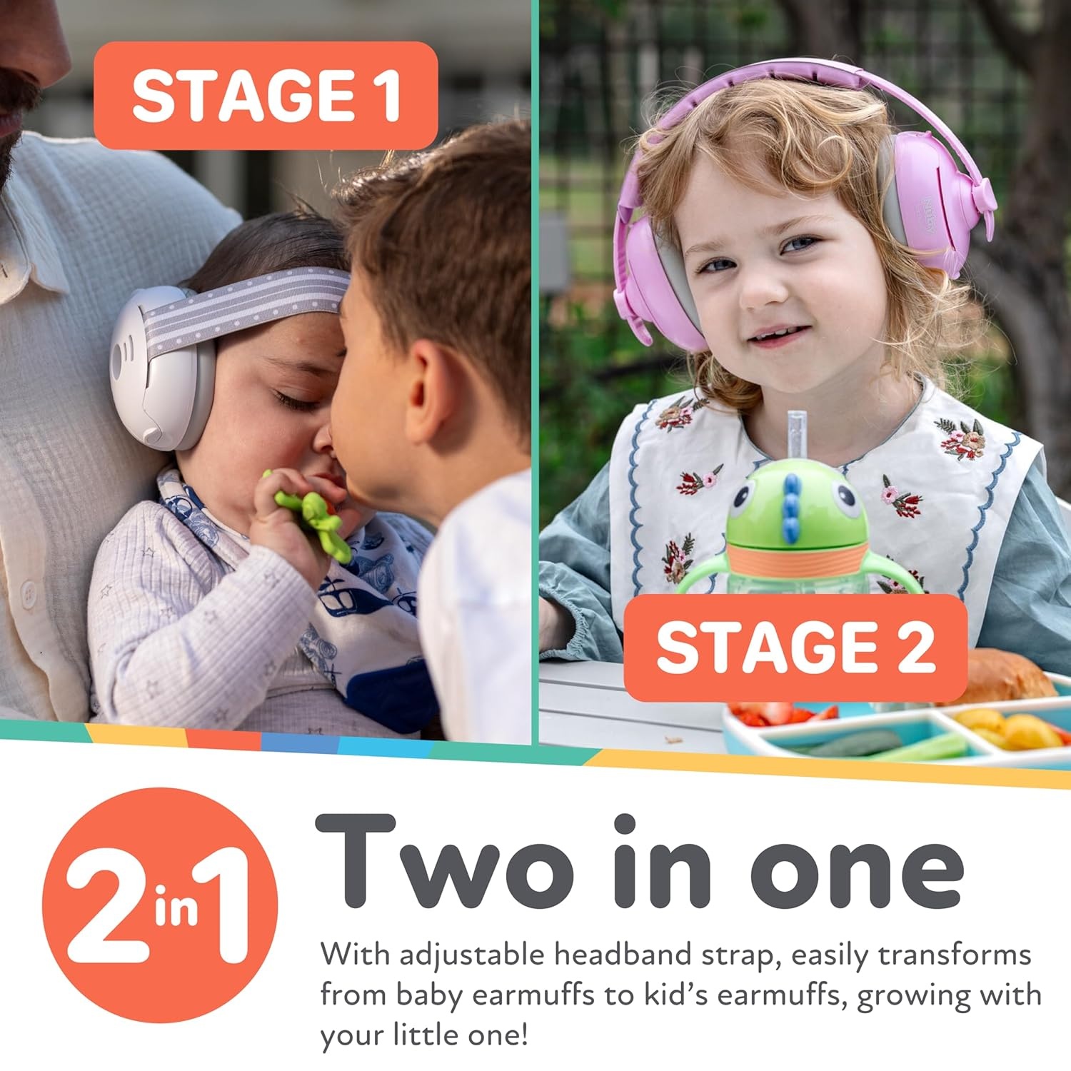 image:imageNuby Soft Sounds 2in1 NoiseCanceling Baby Earmuffs with Travel Case Adjustable Noise Protection for Infants and Toddlers WhiteAqua