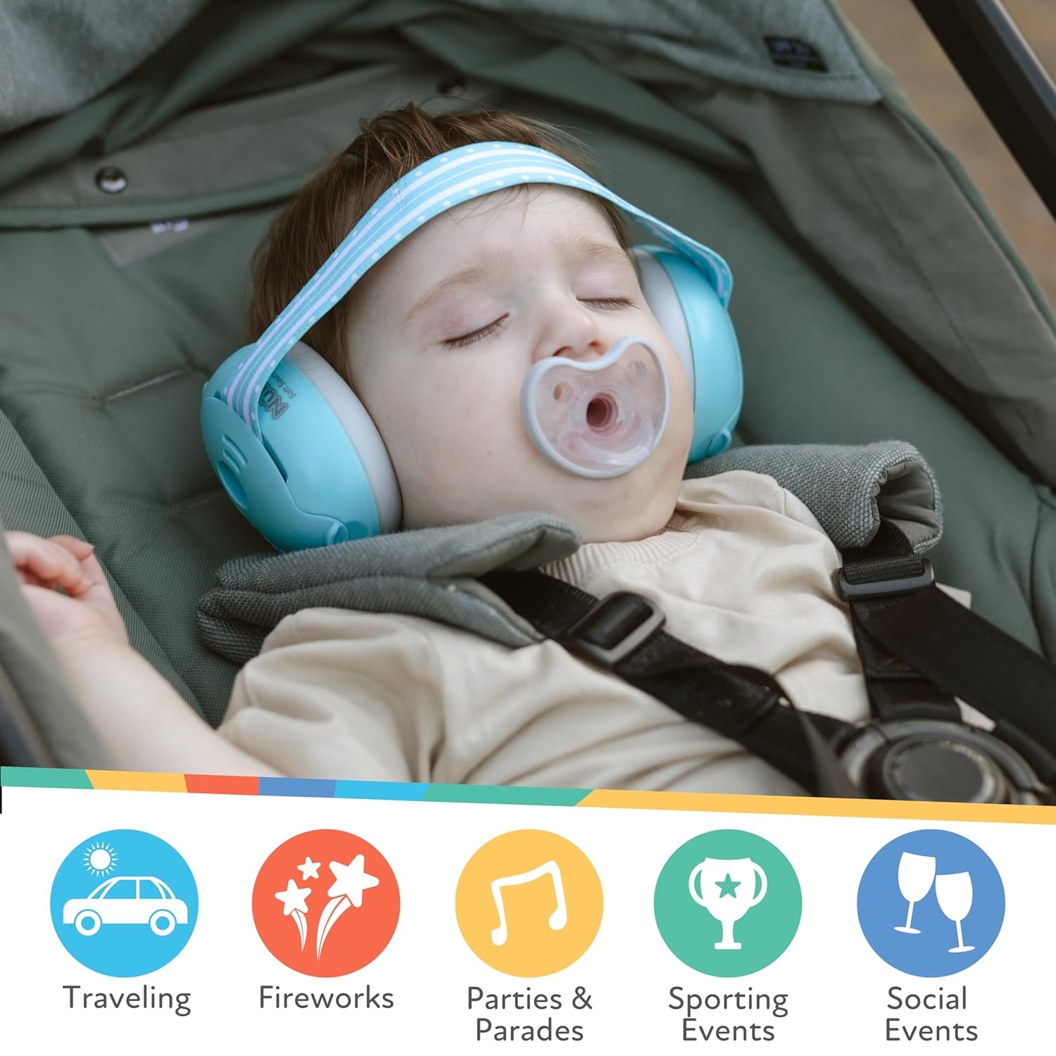 image:imageNuby Soft Sounds 2in1 NoiseCanceling Baby Earmuffs with Travel Case Adjustable Noise Protection for Infants and Toddlers WhitePink