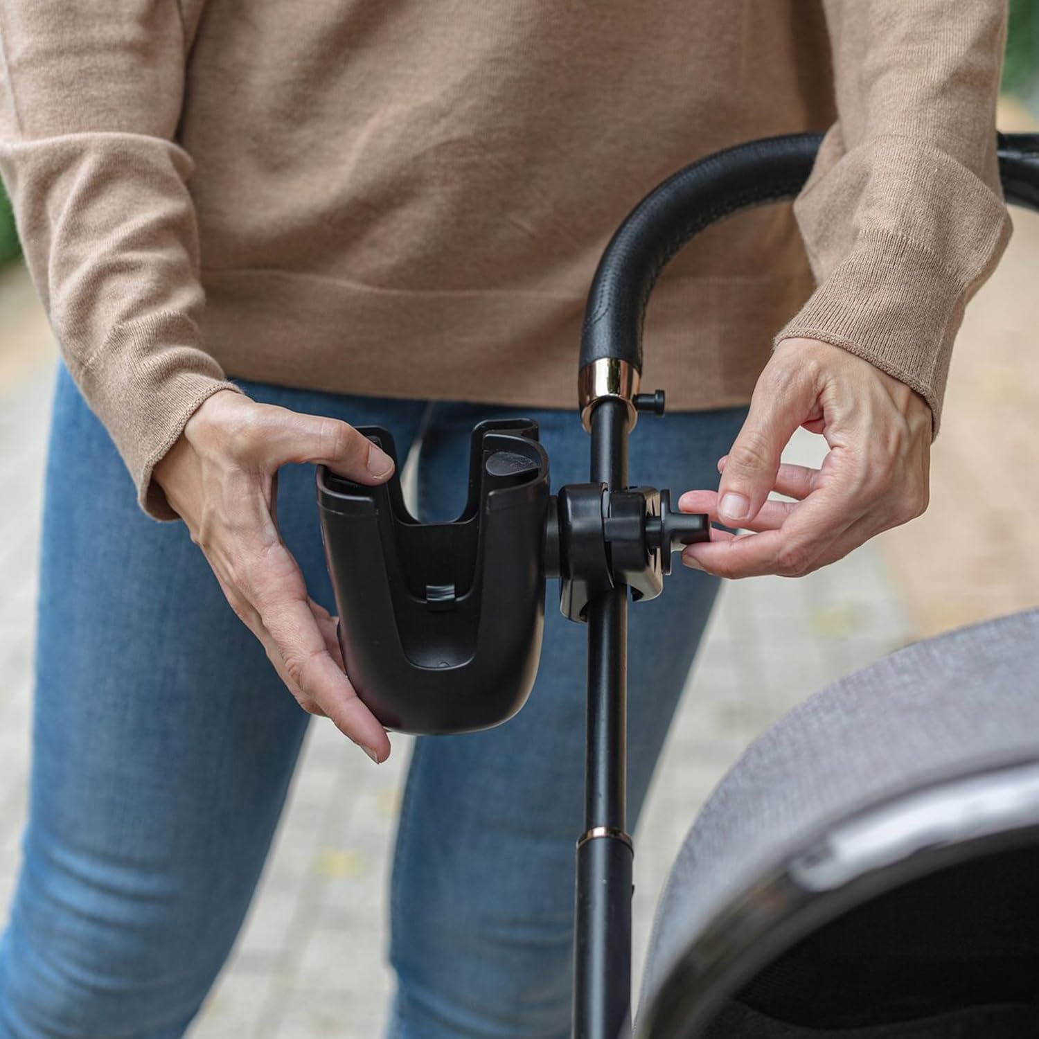 image:imageNuby Stroller Cup amp Phone Holder 360 Rotating Clip Securely Holds Baby Bottles Cups amp Water Bottles Easy Access Hydration amp Phone Storage for OntheGo Convenience