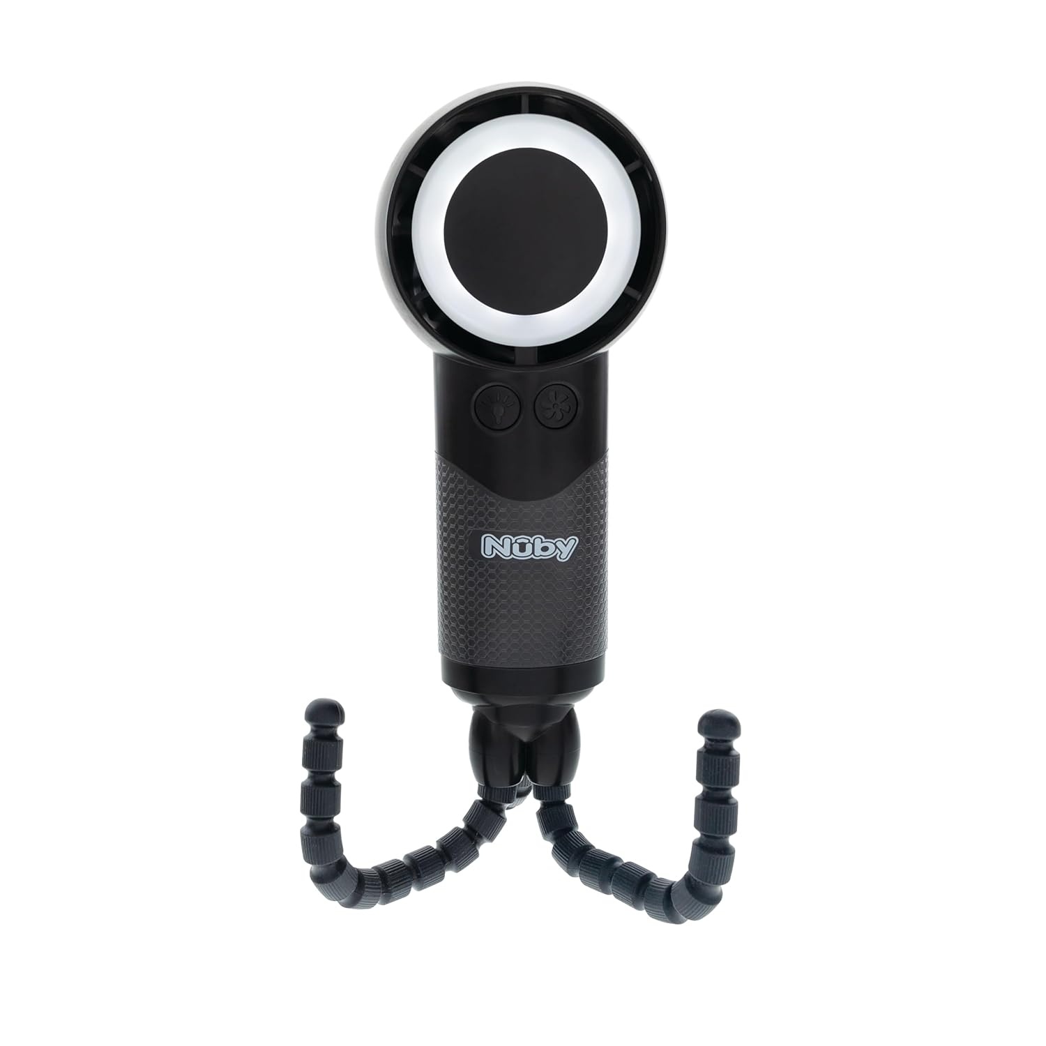 image:imageNuby Turbo Stroller Fan USBC Rechargeable Baby Fan with Flexible Tripod Legs 5 Speeds amp 3 LED Lights Portable Adjustable for Strollers Car Seats amp OntheGo Cooling BlackWhite