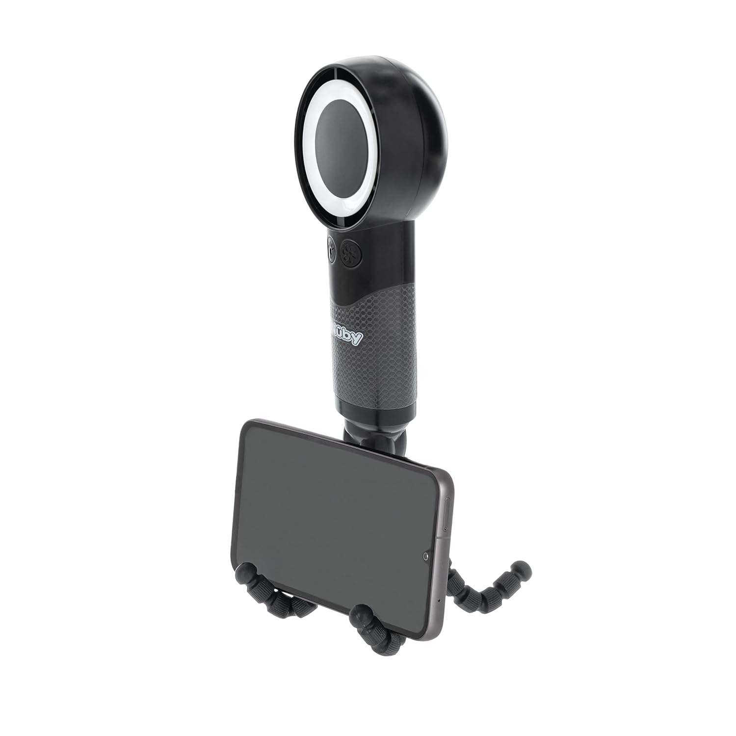 image:imageNuby Turbo Stroller Fan USBC Rechargeable Baby Fan with Flexible Tripod Legs 5 Speeds amp 3 LED Lights Portable Adjustable for Strollers Car Seats amp OntheGo Cooling BlackWhite