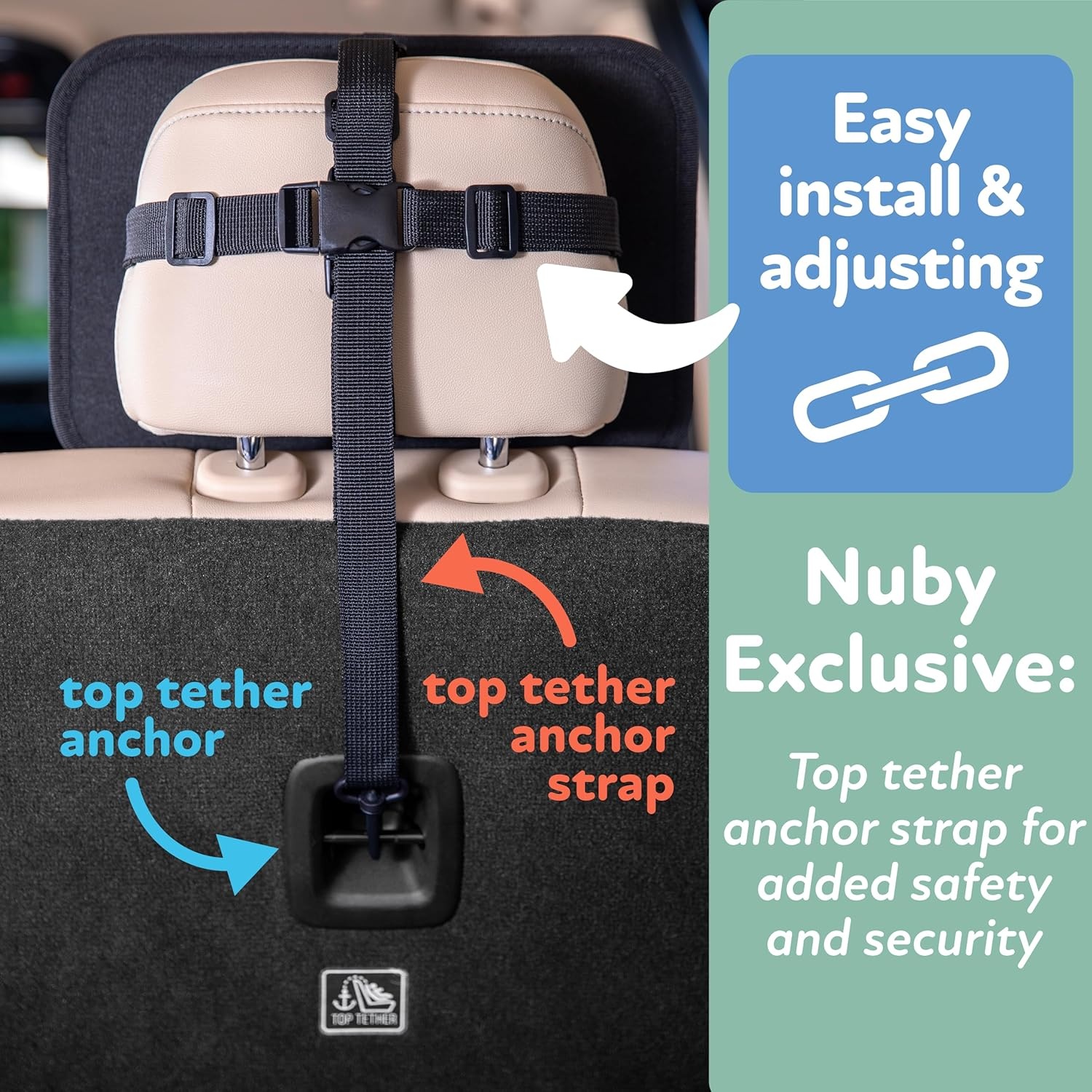 image:imageNuby x Safe in the Seat Backseat Baby Mirror ShatterResistant Car Mirror with Tether Anchor Strap Fits Most Headrests for RearFacing Baby Monitoring105 inches Pack of 2