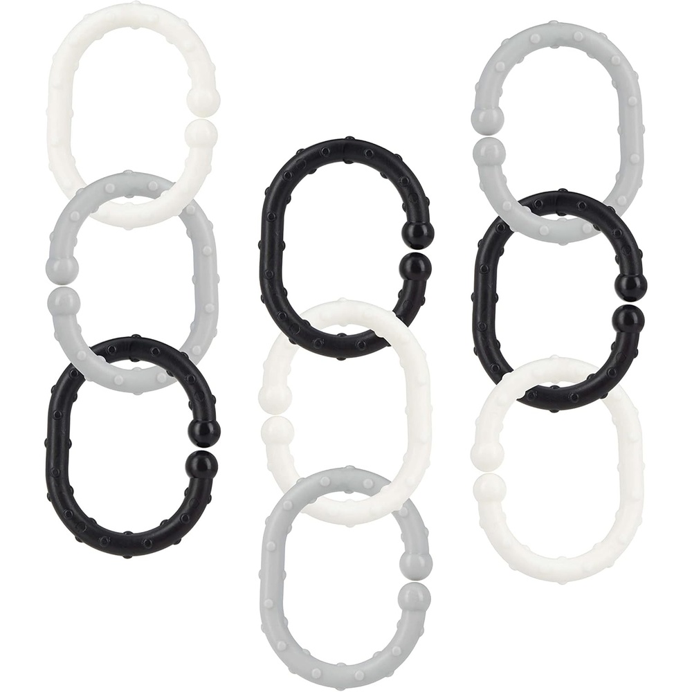 image:imageNuby Linkables Attachable Links for Strollers Car Seats and Travel Black Grey and WhiteBlack White Grey